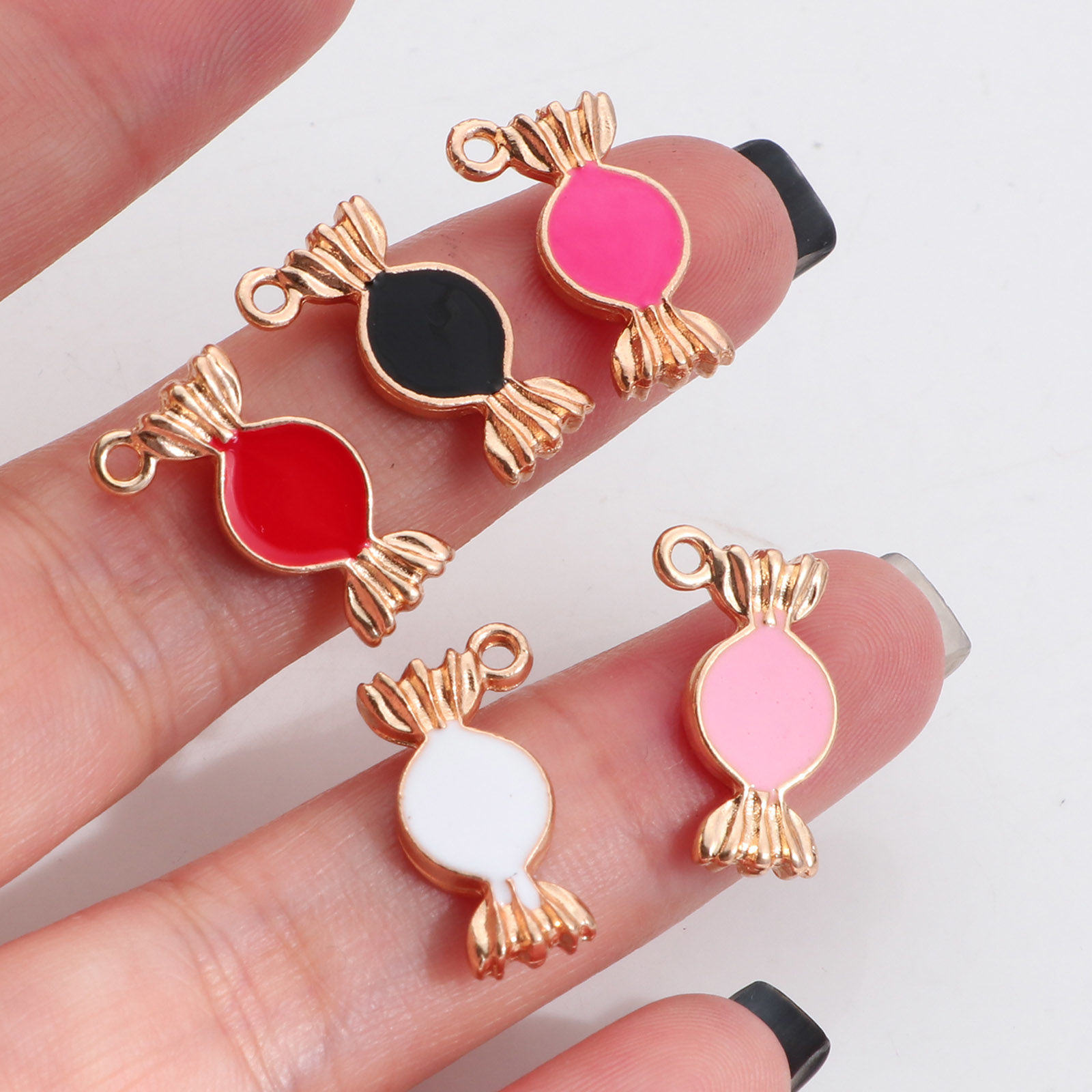 Picture of Zinc Based Alloy Charms Candy Gold Plated Multicolor Enamel 18mm x 10mm, 10 PCs