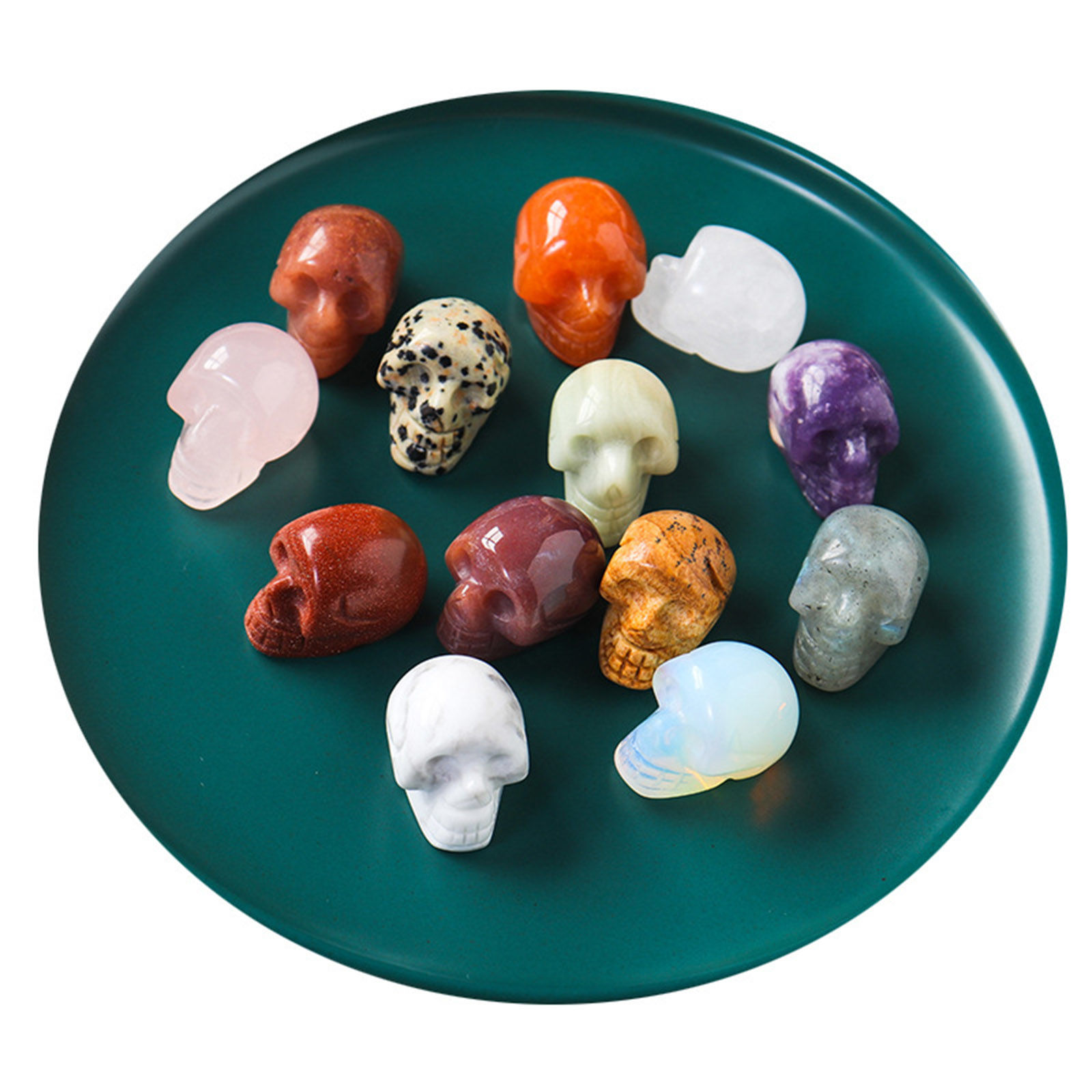 Picture of Stone ( Natural ) healing stone Loose Ornaments Decorations Skull Multicolor No Hole About 2.5cm x 1 Piece