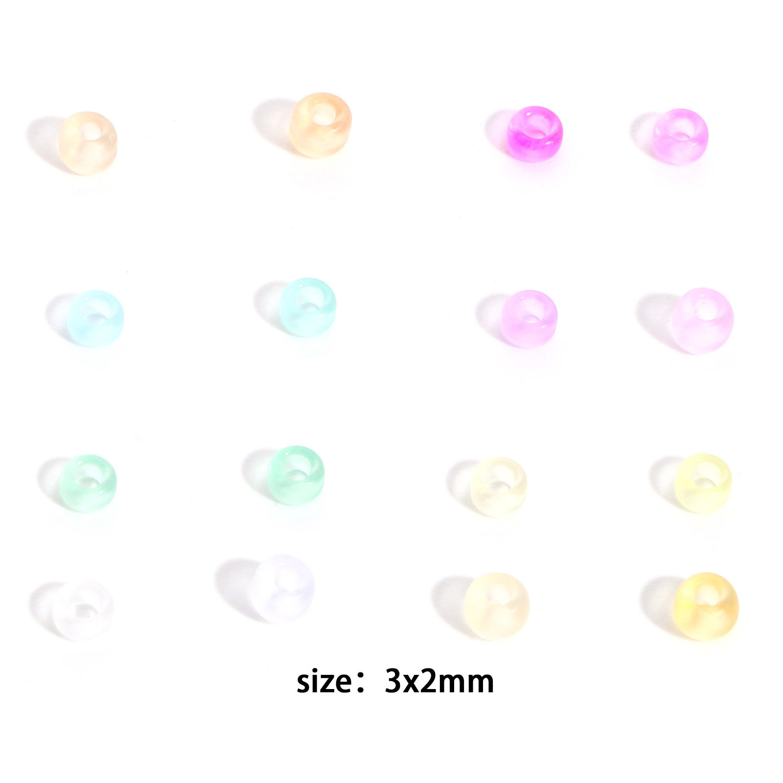 Immagine di Glass Seed Beads Cylinder Multicolor Transparent Frosted 3mm x 2mm, Hole: Approx 0.8mm, 100 Grams