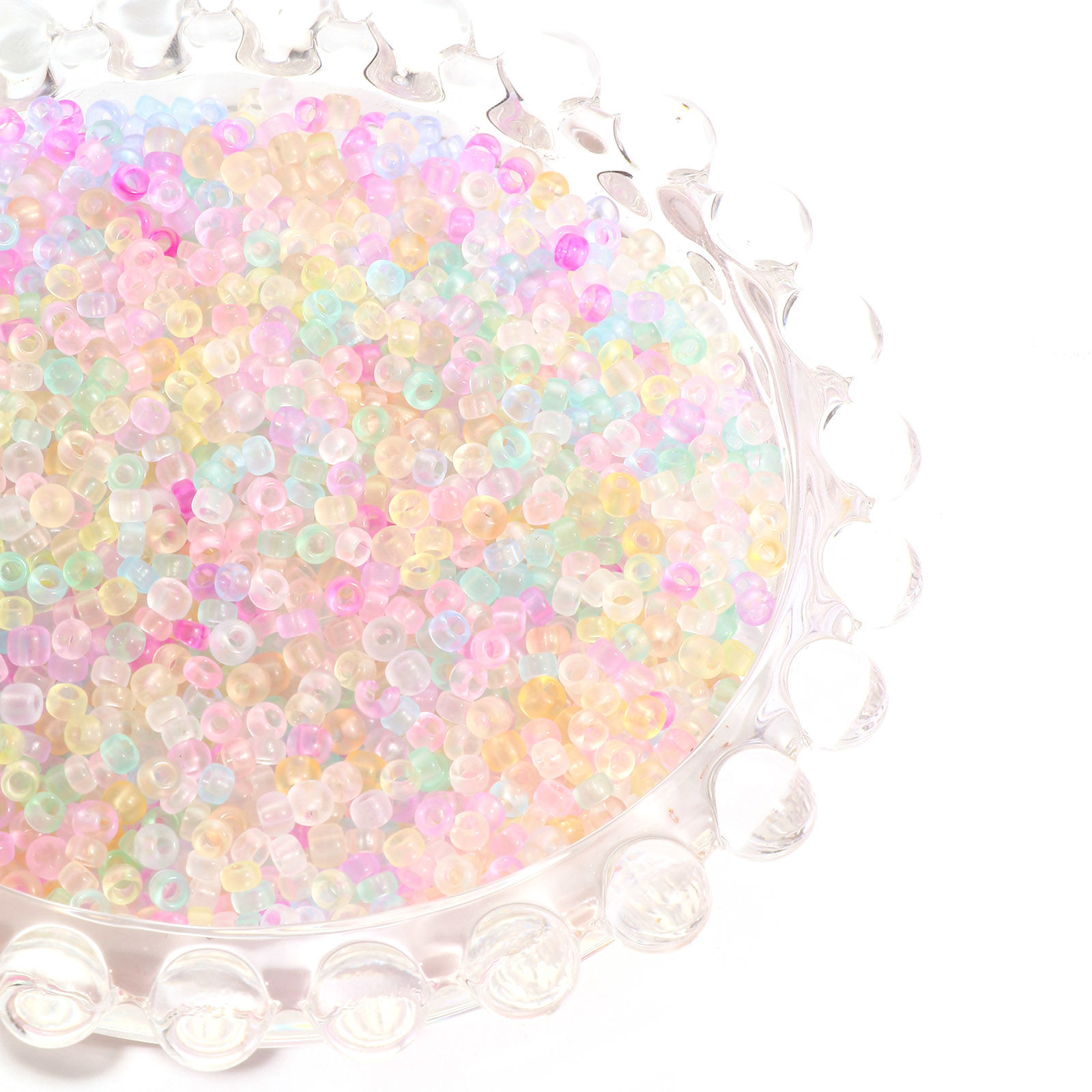 Immagine di Vetro Seme Perline Round Rocailles Multicolore Trasparente Smerigliato 3mmx 2mm, Foro:Circa 0.8mm, 100 Grammi
