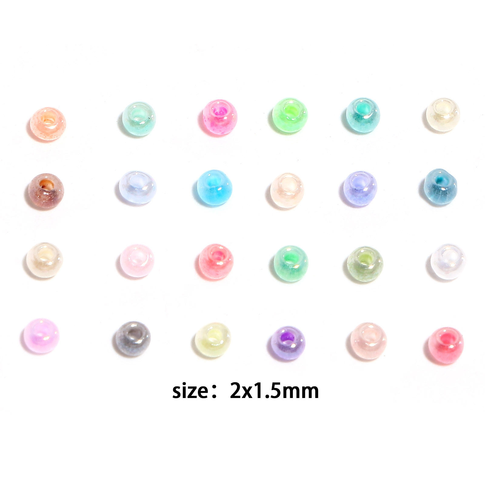 Glass Seed Beads Cylinder Multicolor Pearlized Imitation Jade 2mm x 1.5mm, Hole: Approx 0.5mm, 100 Grams の画像