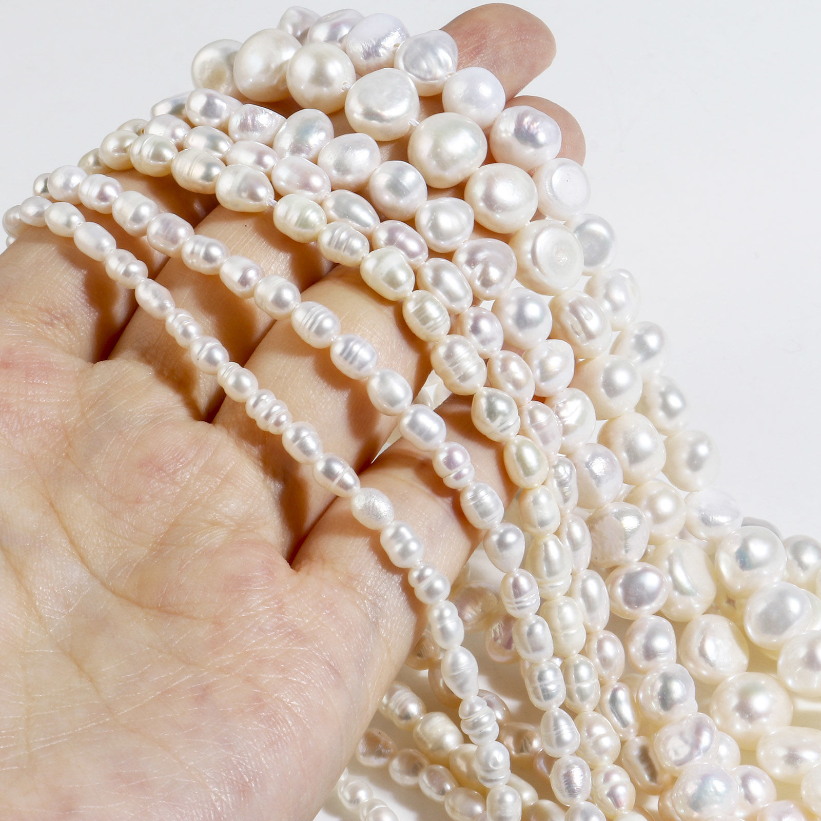 Immagine di Natural Pearl Baroque Beads Irregular White 36cm(14 1/8") long, 1 Strand (Approx 65 PCs/Strand)