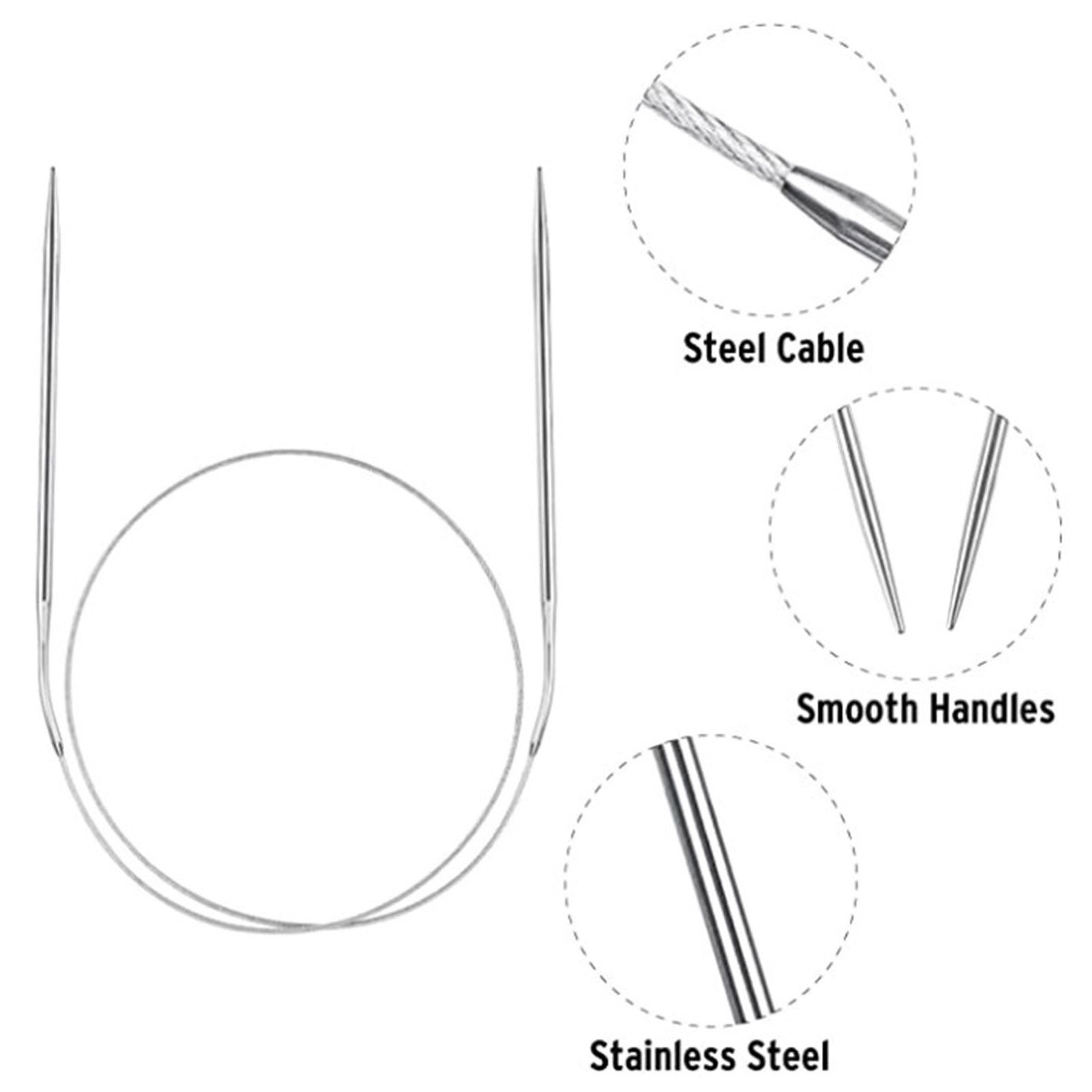 Picture of Stainless Steel Circular Knitting Needles 120cm(47 2/8") long, 1 Set