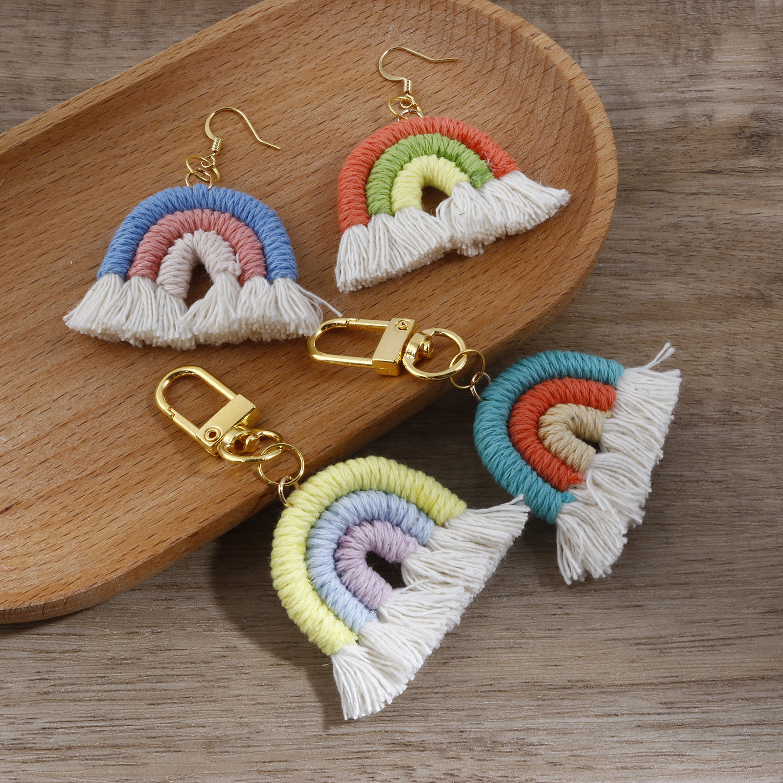 Picture of Cotton Tassel Pendants Rainbow Multicolor Handmade 4cm x 3.5cm, 1 Piece