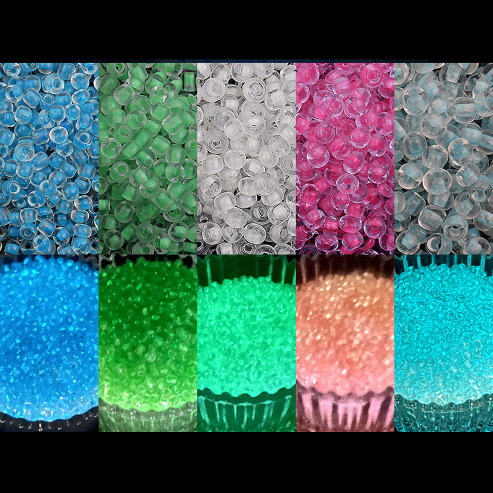Immagine di Vetro Seme Perline Round Rocailles Multicolore Colore Centrato Baglie nel buio 3mmx 2mm, Foro:Circa 0.8mm, 100 Grammi