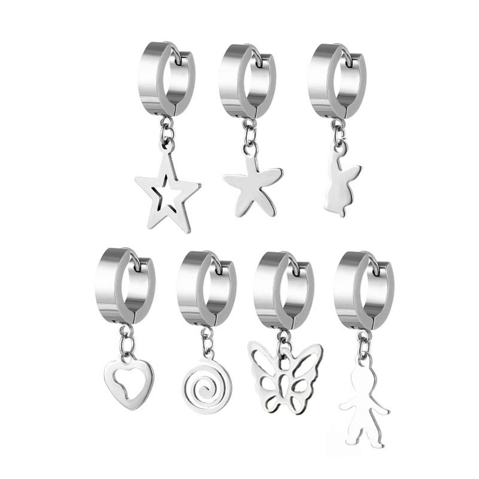 Immagine di Acciaio Inossidabile orecchino cerchio Tono Argento Tondo Geometria 29mm, Posta / Filo Dimensione: (18 misura), 2 Pz