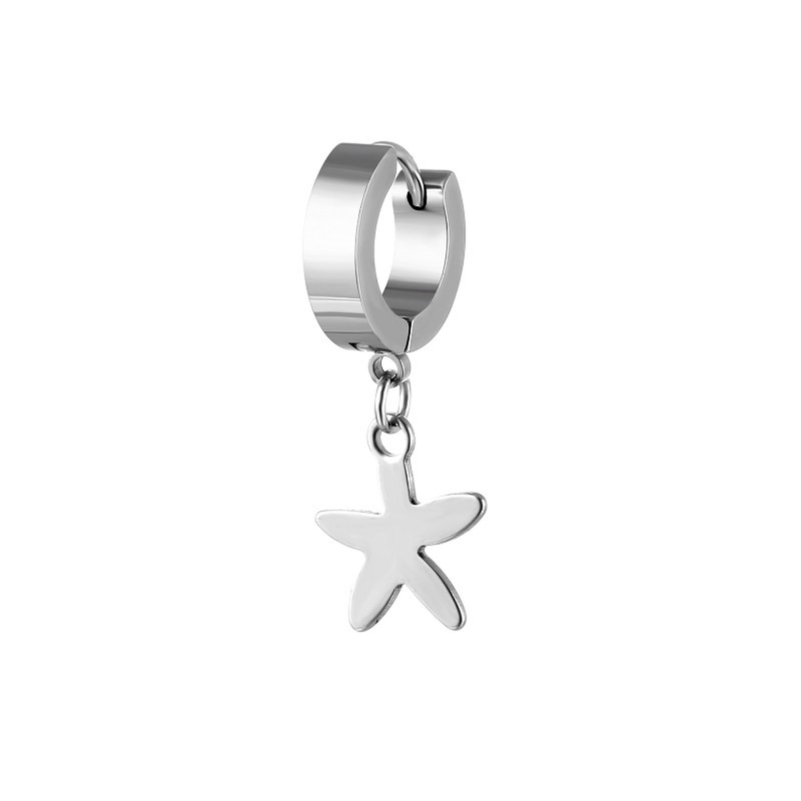 Immagine di Acciaio Inossidabile orecchino cerchio Tono Argento Tondo Geometria 29mm, Posta / Filo Dimensione: (18 misura), 2 Pz