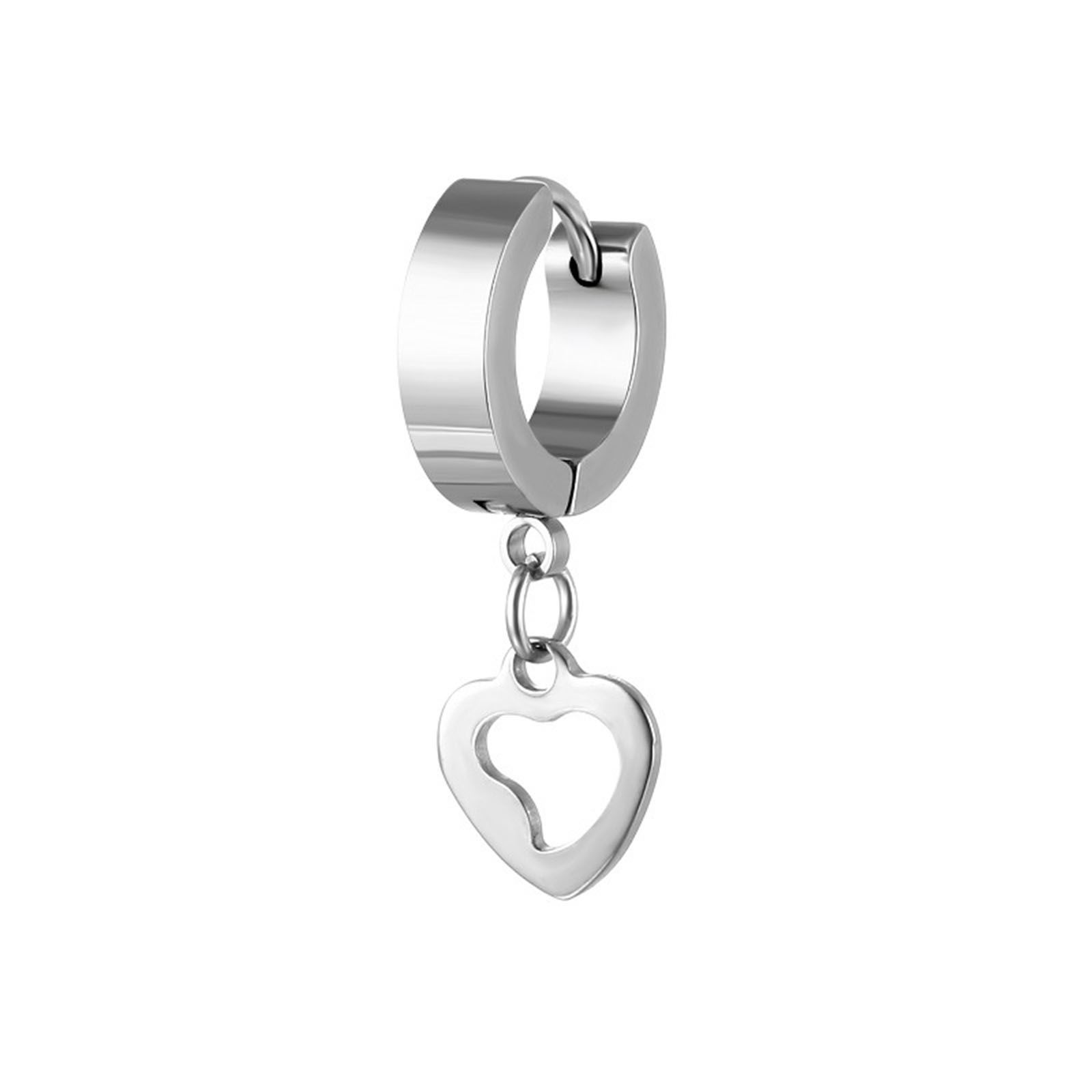 Immagine di Acciaio Inossidabile orecchino cerchio Tono Argento Tondo Geometria 29mm, Posta / Filo Dimensione: (18 misura), 2 Pz