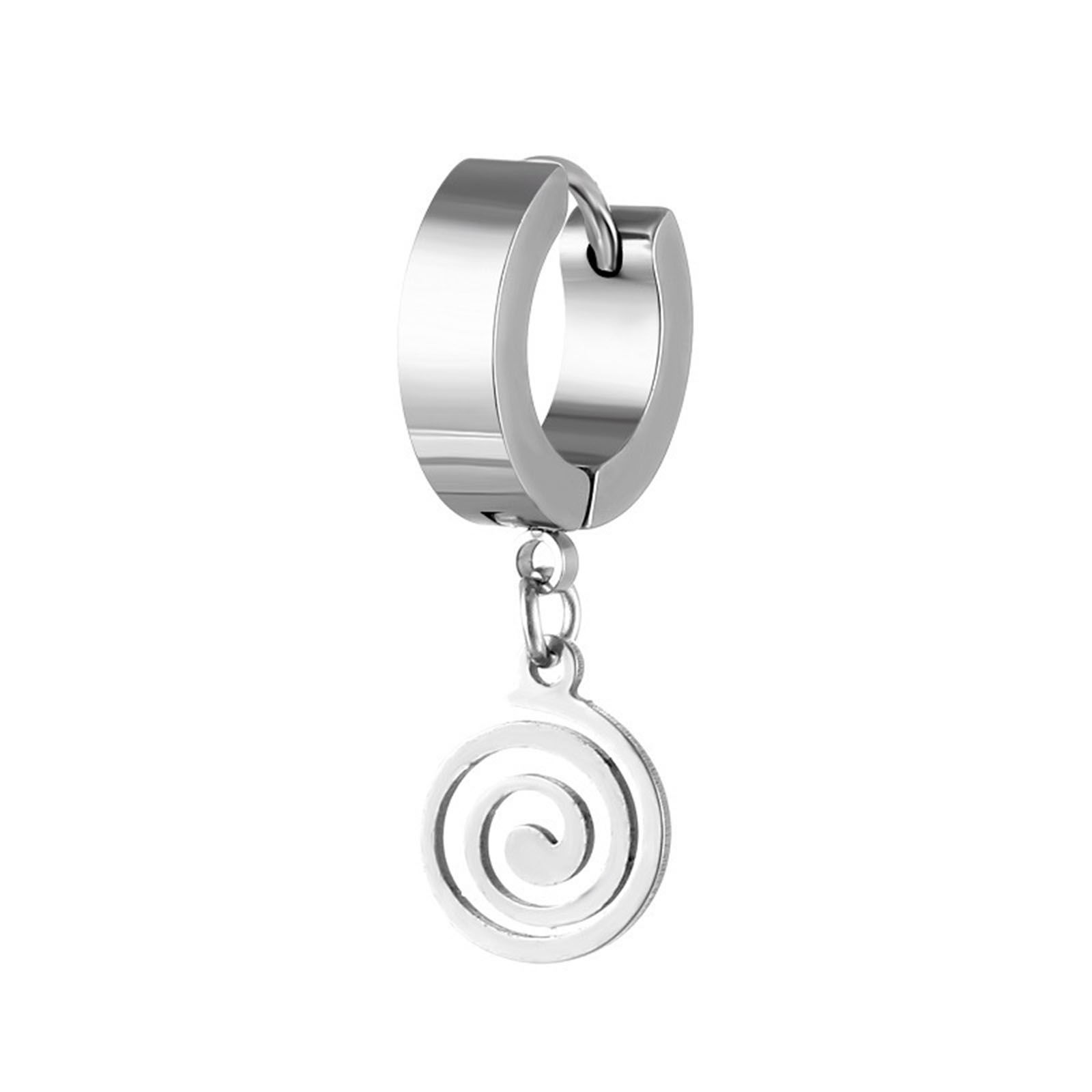 Immagine di Acciaio Inossidabile orecchino cerchio Tono Argento Tondo Geometria 29mm, Posta / Filo Dimensione: (18 misura), 2 Pz