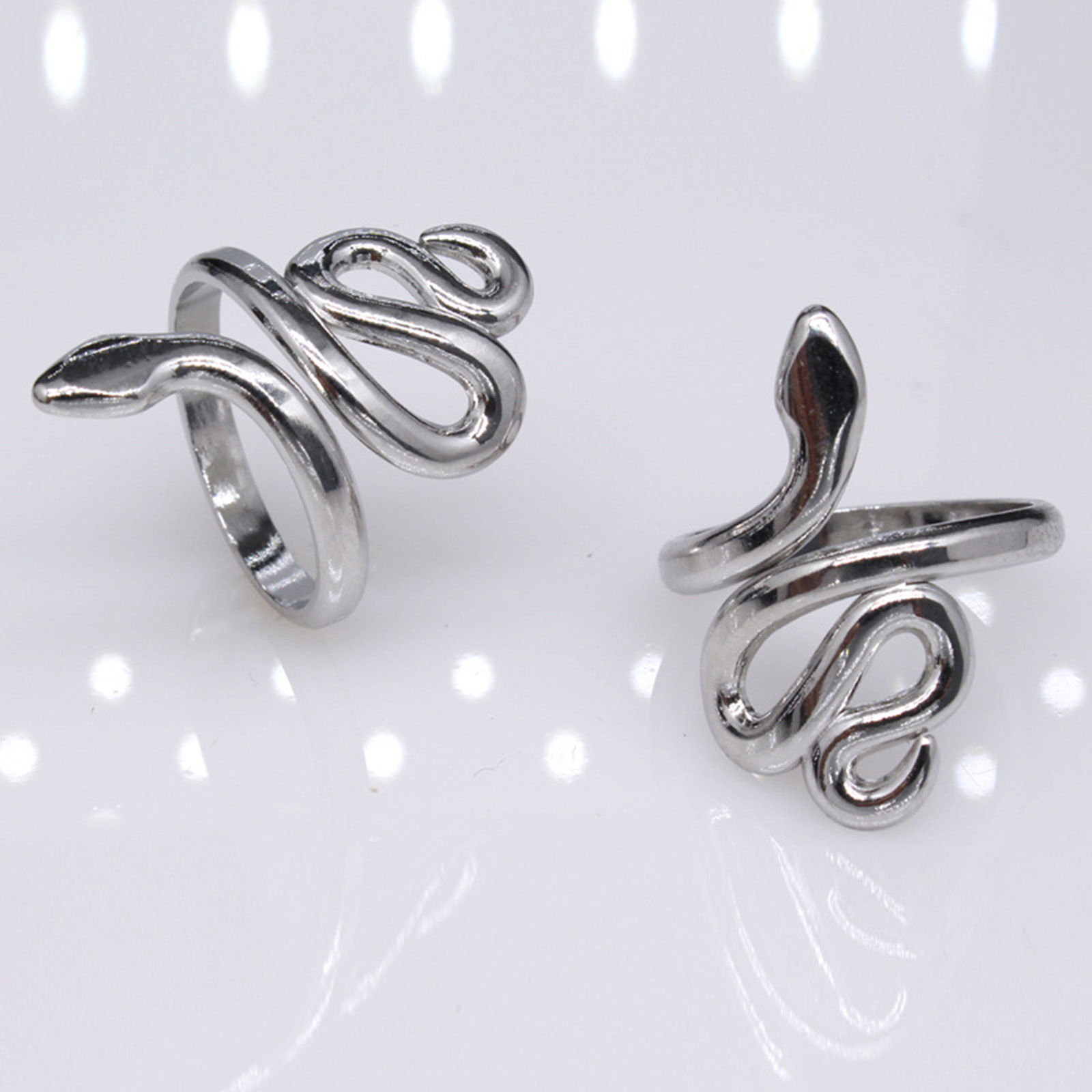 Picture of Stainless Steel Punk Open Adjustable Rings Multicolor Snake Animal