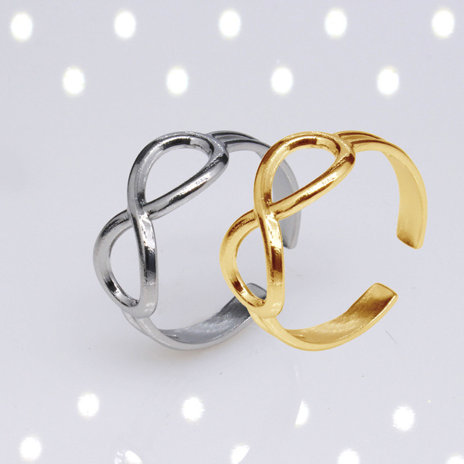 Picture of Stainless Steel Punk Open Adjustable Rings Multicolor Infinity Symbol 2 PCs