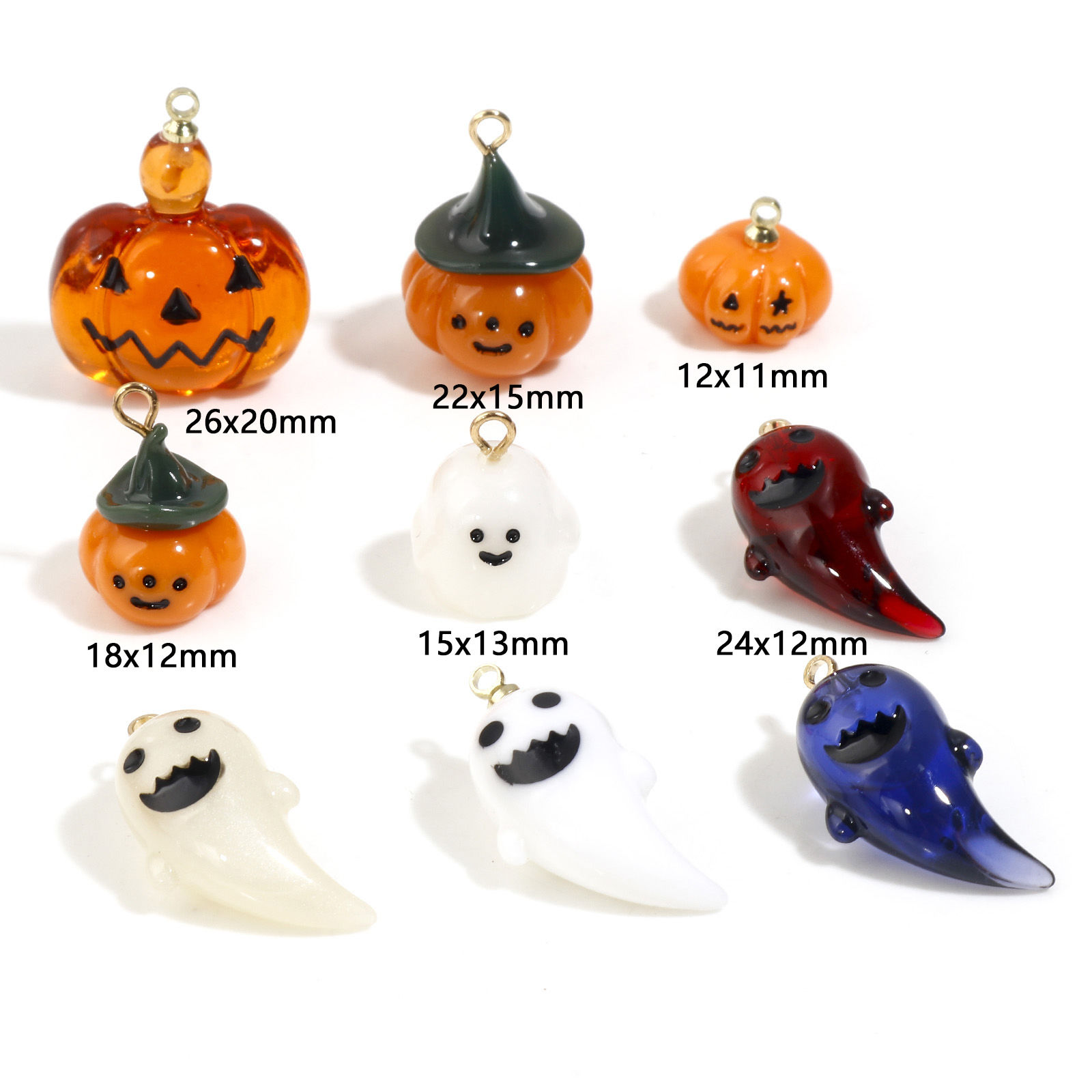 Immagine di Resina Halloween Charms Zucca Multicolore Halloween Fantasma 2 Pz