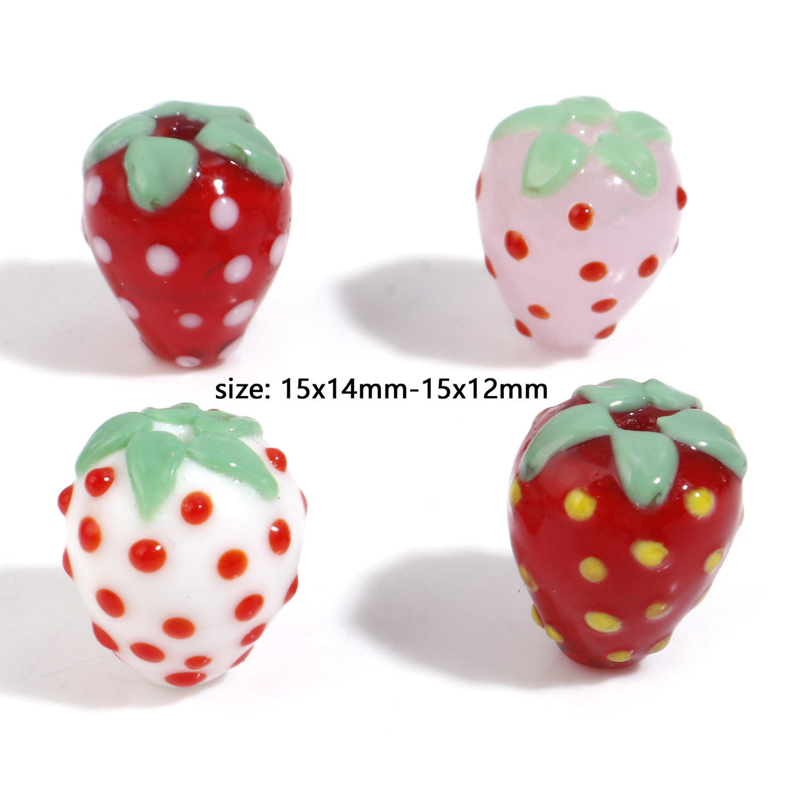 Bild von Muranoglas 3D Perlen Erdbeeren Bunt 2 Stück