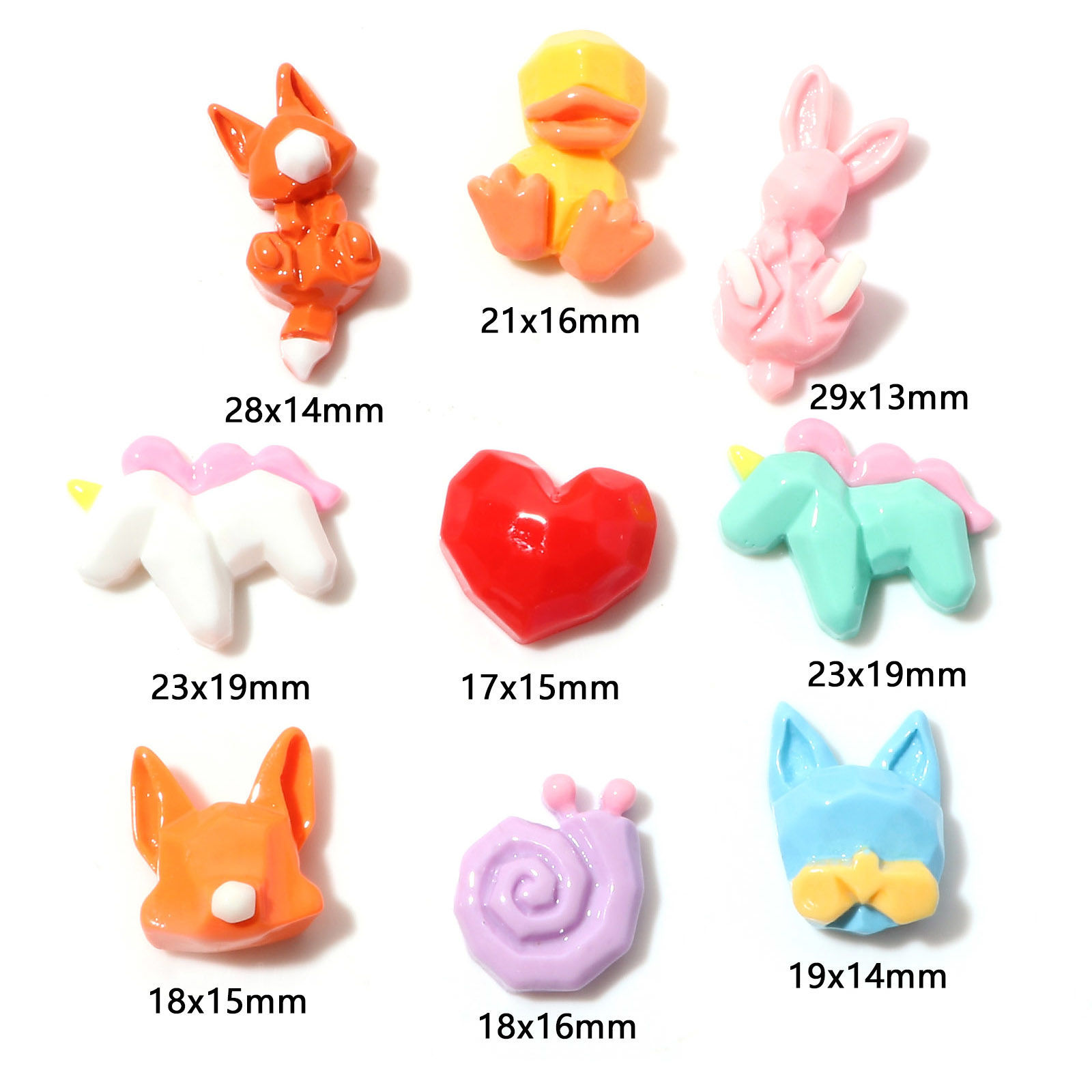 Immagine di Resina Dome Seals Cabochon Animale Multicolore Cuore Sezione 10 Pz