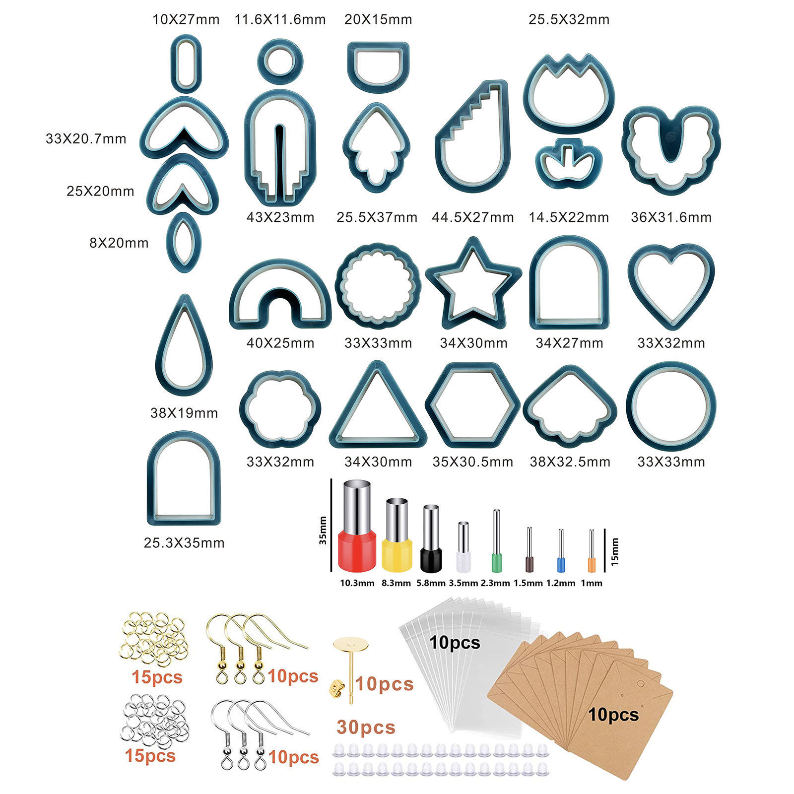 Picture of Plastic Modeling Clay Tools Clay Cutters DIY Kit For Polymer Clay Jewelry Earring Making Multicolor