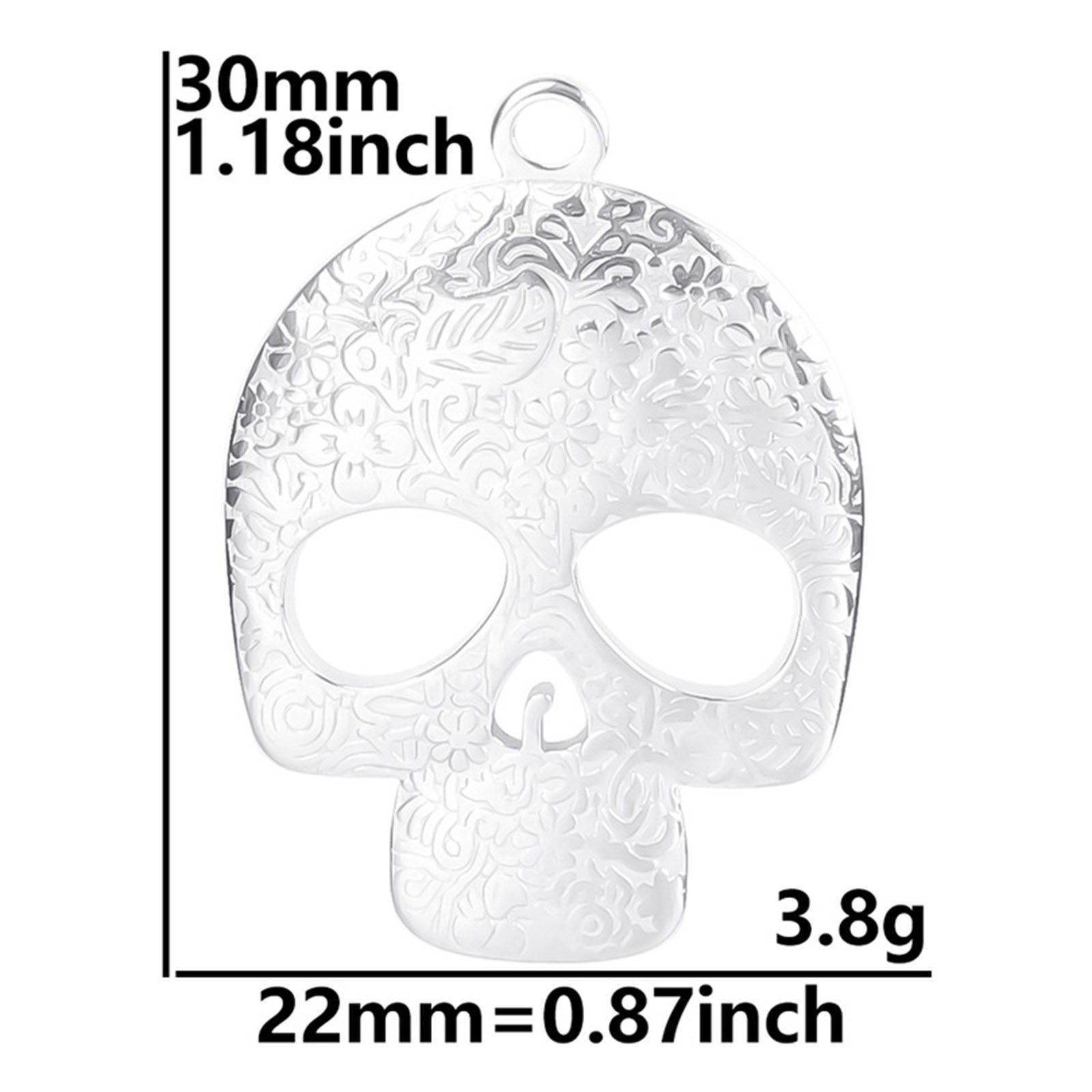Picture of Stainless Steel Halloween Charms Multicolor Skull Carved Pattern Hollow