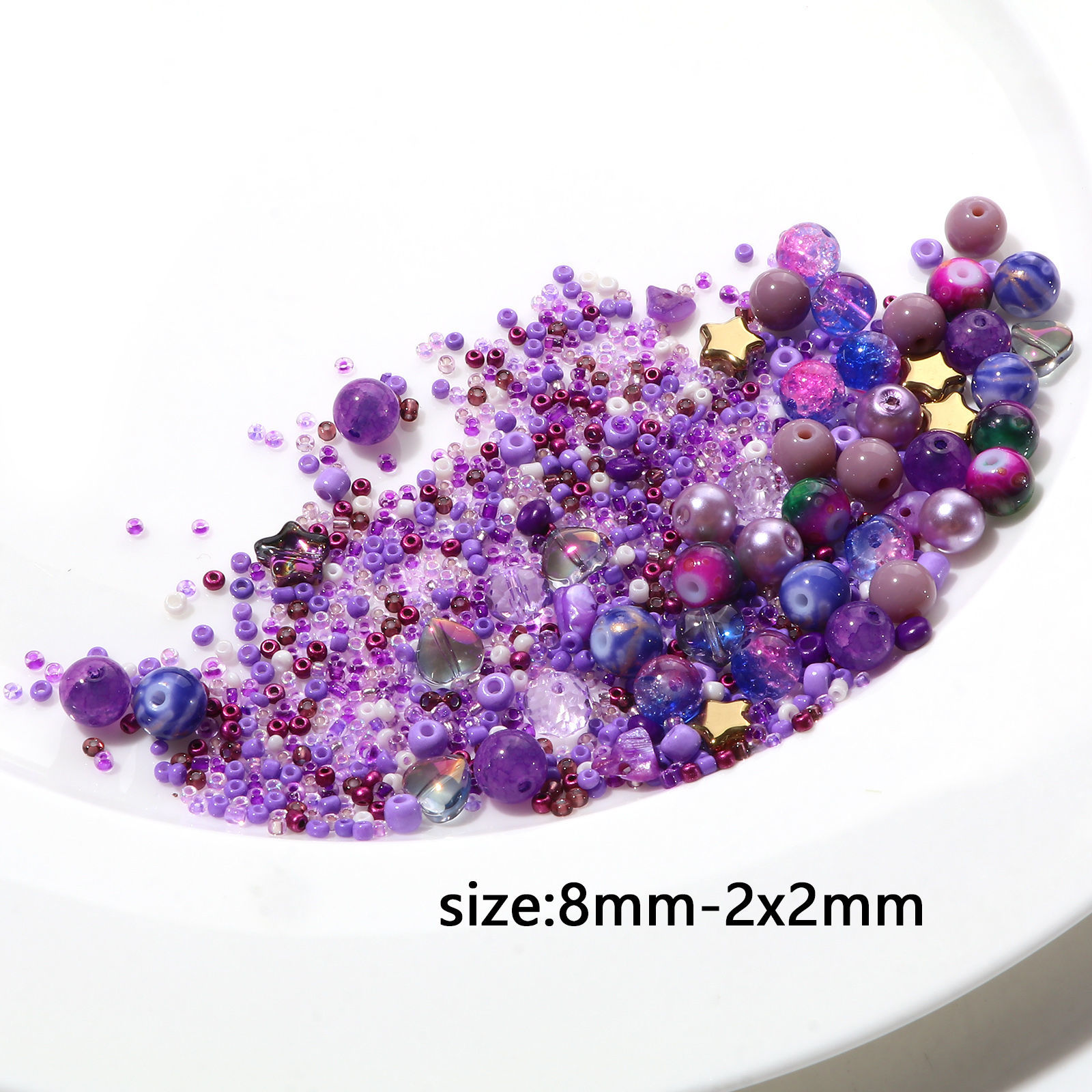 Bild von Glas Runde Perlen Chip Perlen Rocailles DIY Kit Set Mehrfarbig gemischt ca. 8 mm Durchmesser. - 2 x 2 mm