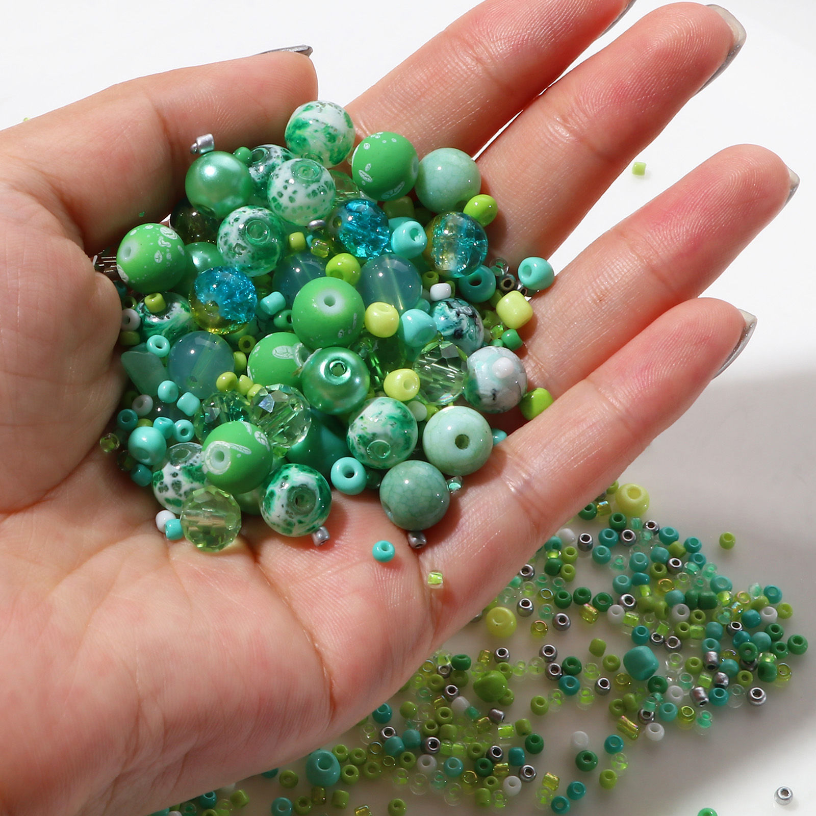 Bild von Glas Runde Perlen Chip Perlen Rocailles DIY Kit Set Mehrfarbig gemischt ca. 8 mm Durchmesser. - 2 x 2 mm