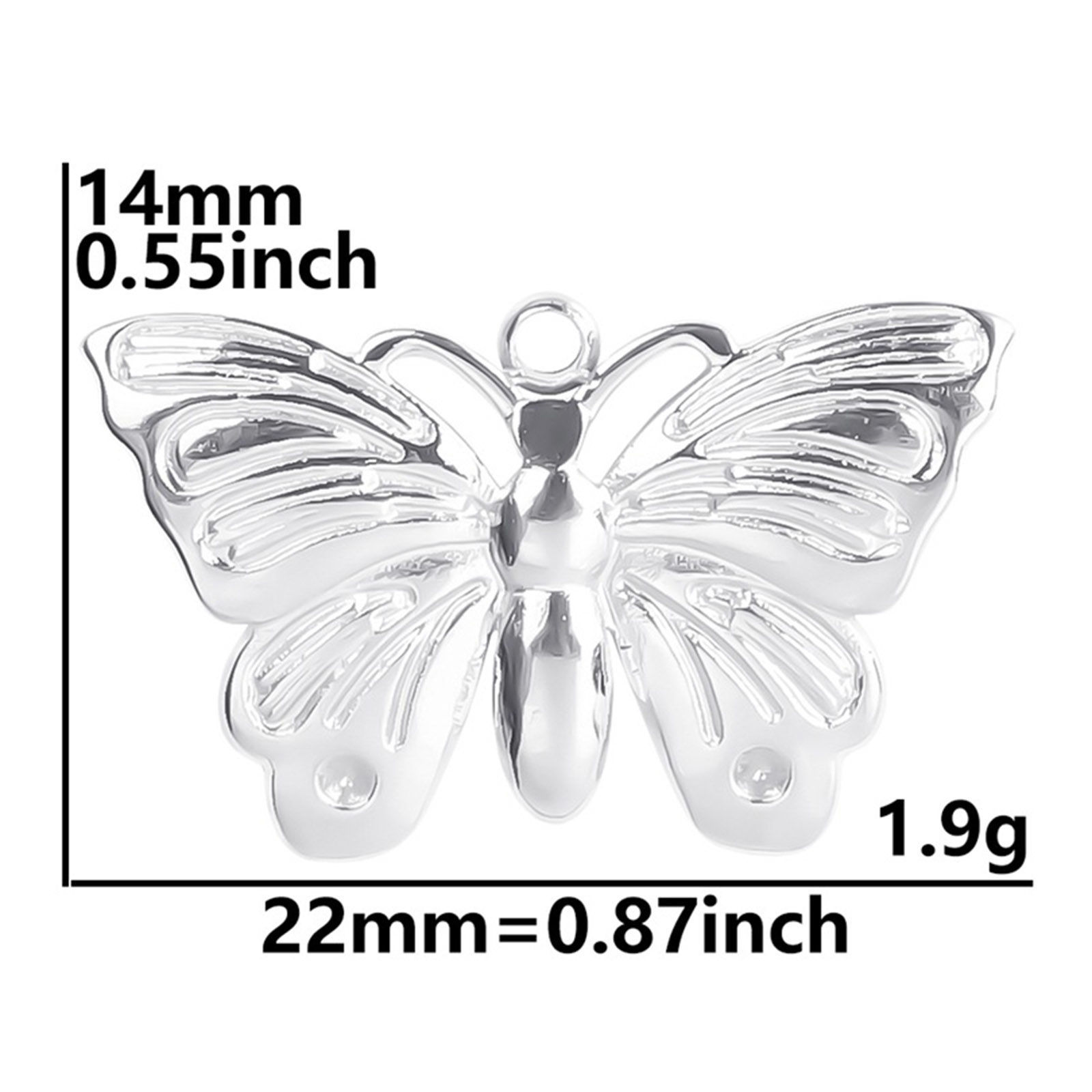 Imagen de Acero Inoxidable Insecto Colgantes Charms Mariposa Multicolor 22mm x 14mm, 2 Unidades
