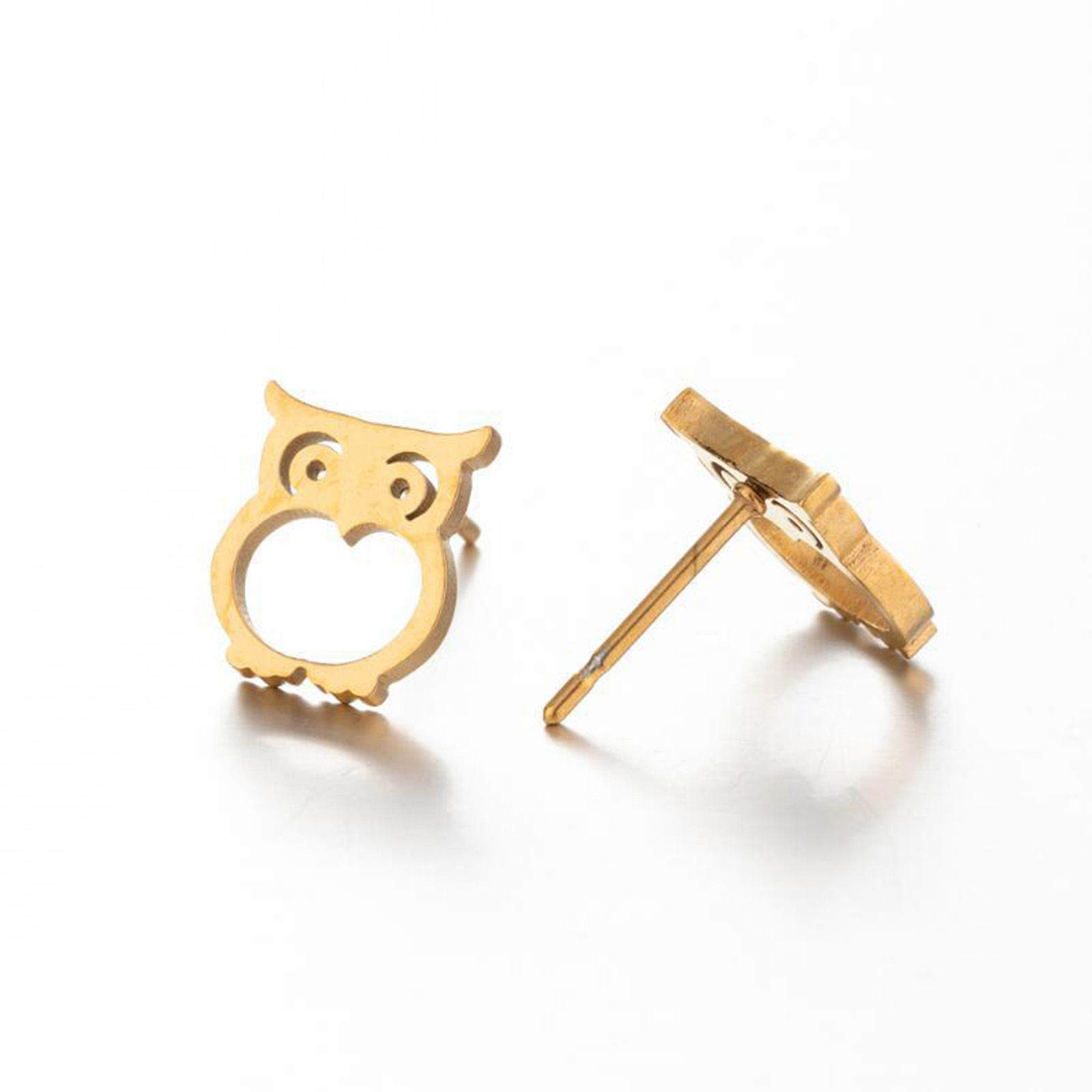 Picture of Stainless Steel Halloween Ear Post Stud Earrings Multicolor Owl Animal Hollow