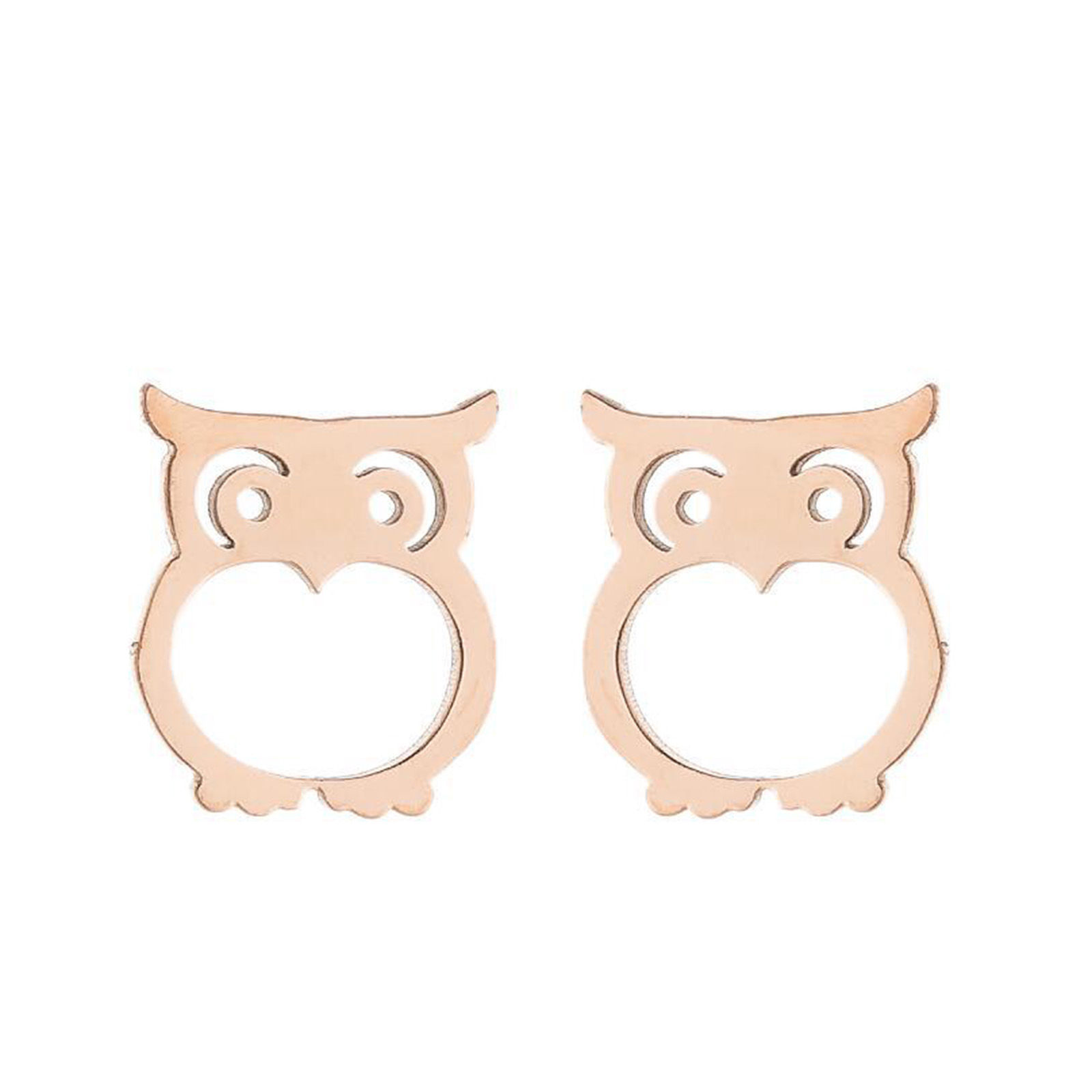 Picture of Stainless Steel Halloween Ear Post Stud Earrings Multicolor Owl Animal Hollow
