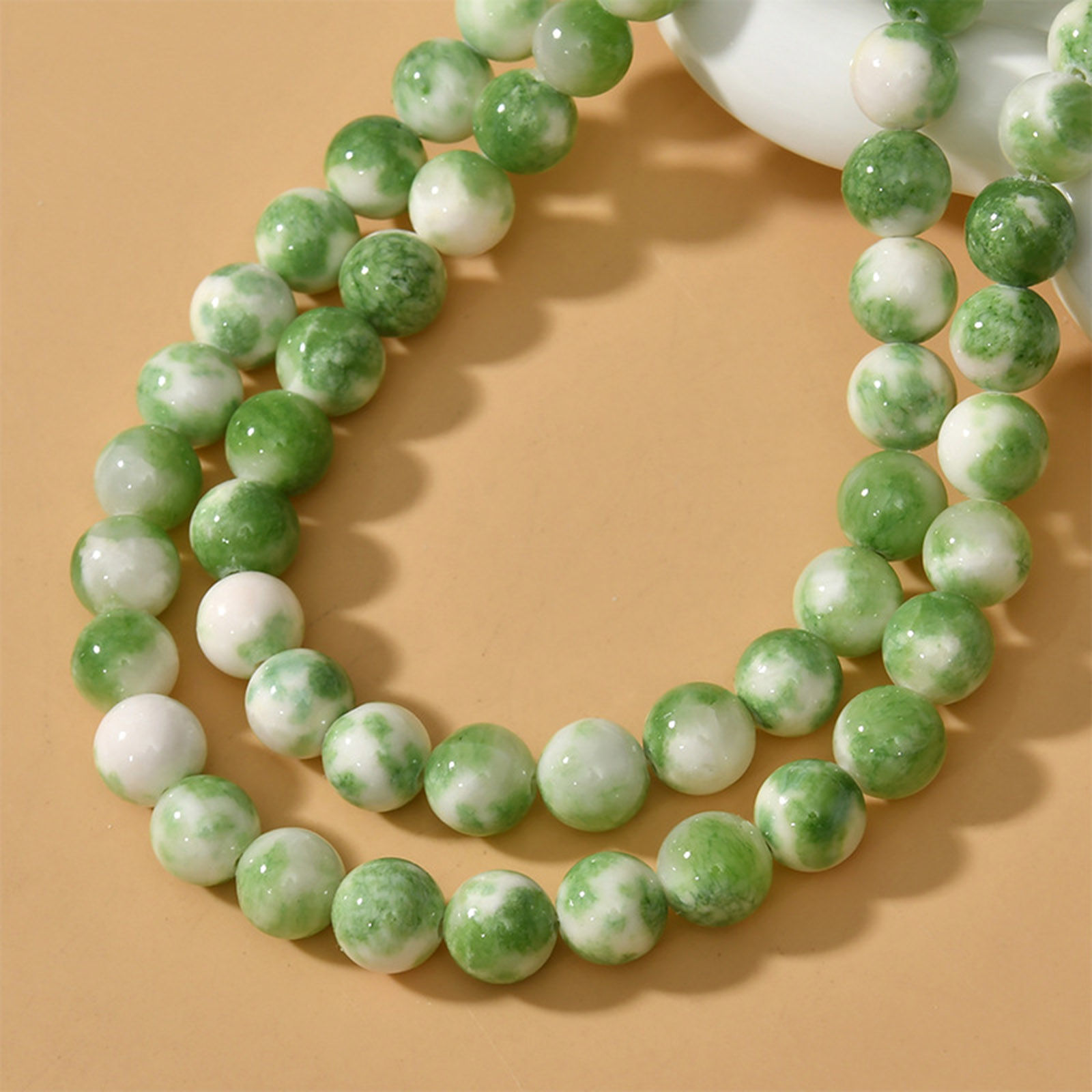 Stone ( Natural Dyed ) Ins Style Loose Beads Round Fruit Green Hole: Approx 1.2mm, 1 Piece の画像