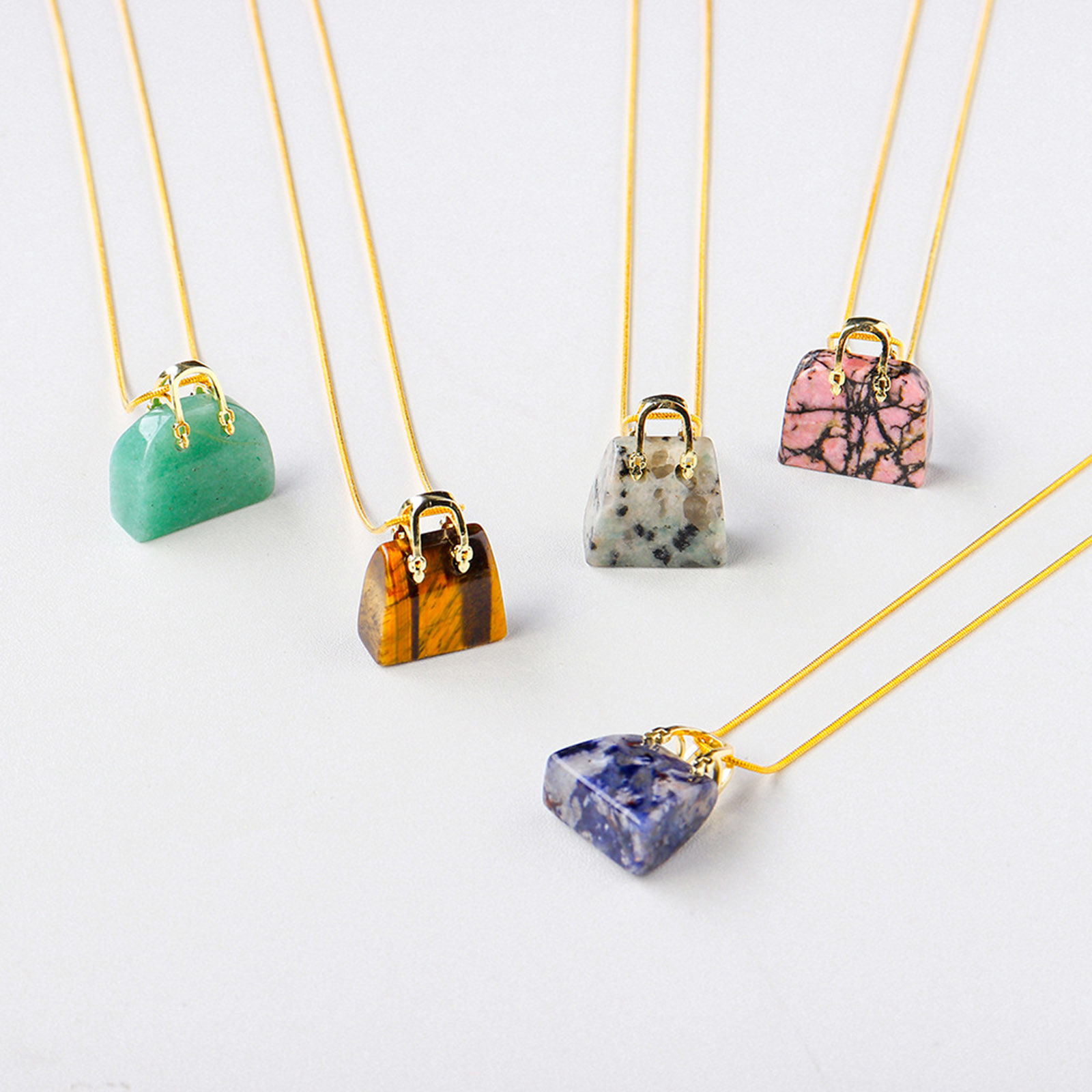 Bild von Halbedelstein Ins Stil Charms Handtasche Vergoldet Bunt 27mm x 25mm, 1 Stück
