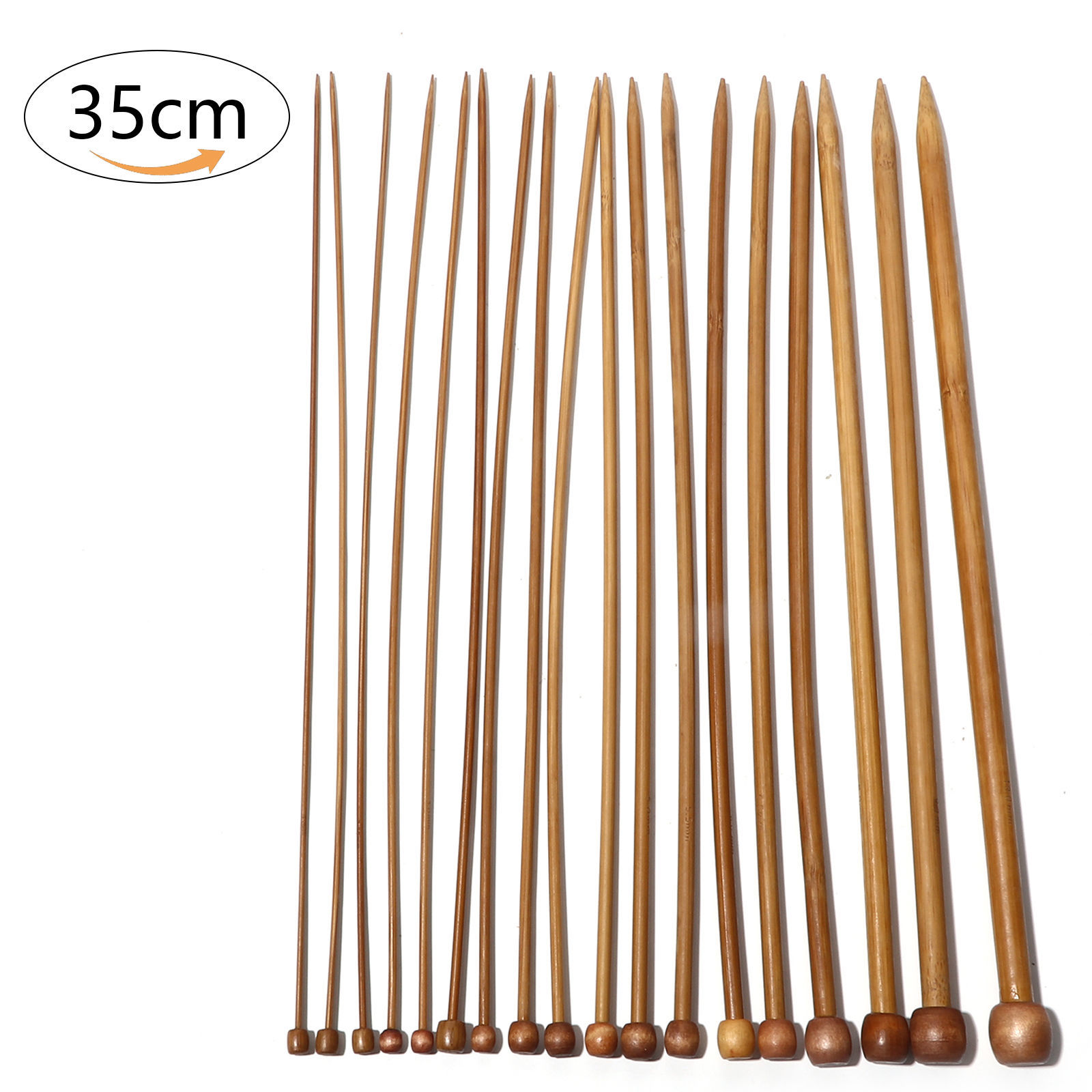 Picture of Bamboo Single Pointed Knitting Needles Brown 35cm(13 6/8") long