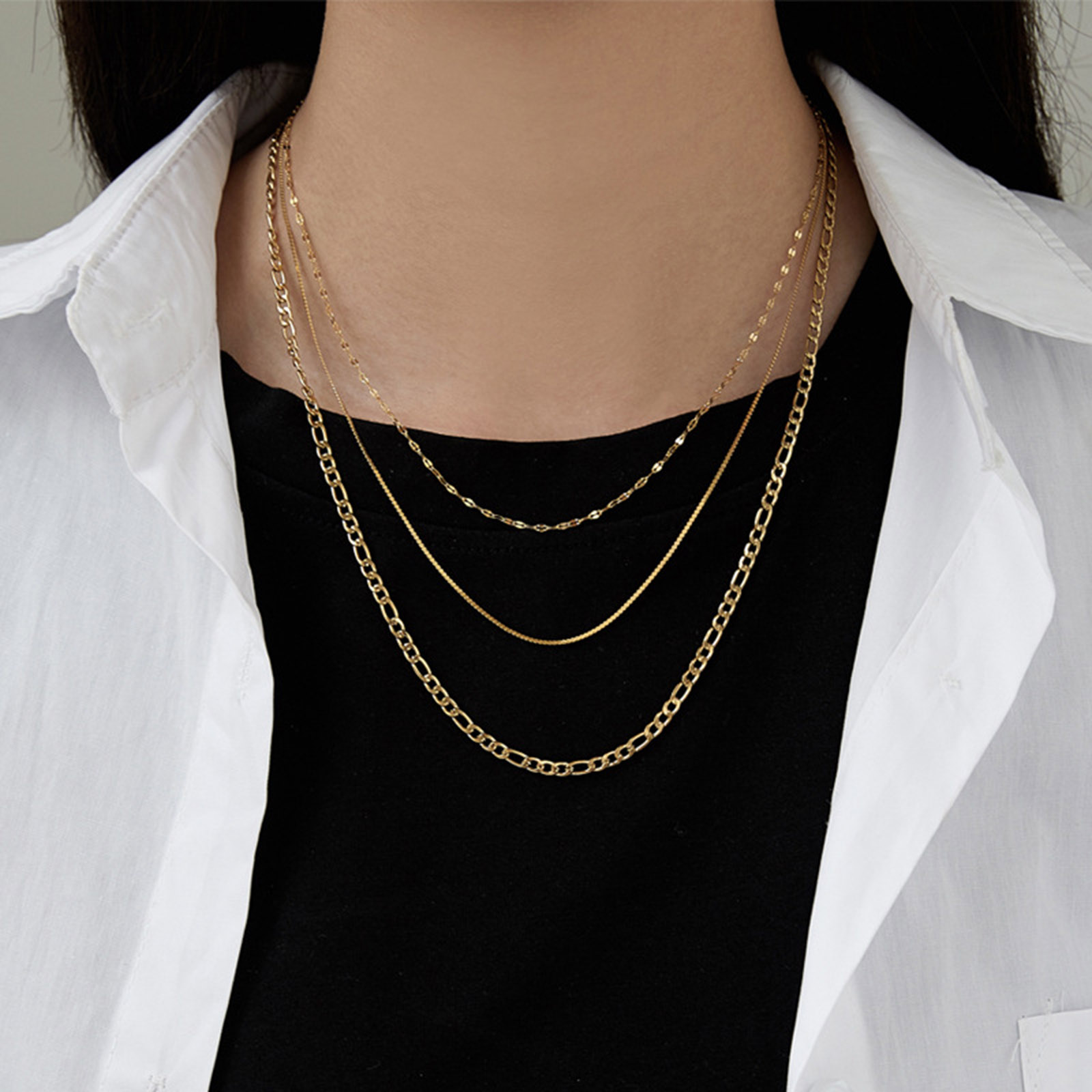 Bild von Umweltfreundlich Einfach und lässig Stilvoll 18K Gold plattiert 304 Edelstahl Schmuckkette Kette Halskette Für Frauen 1 Strang