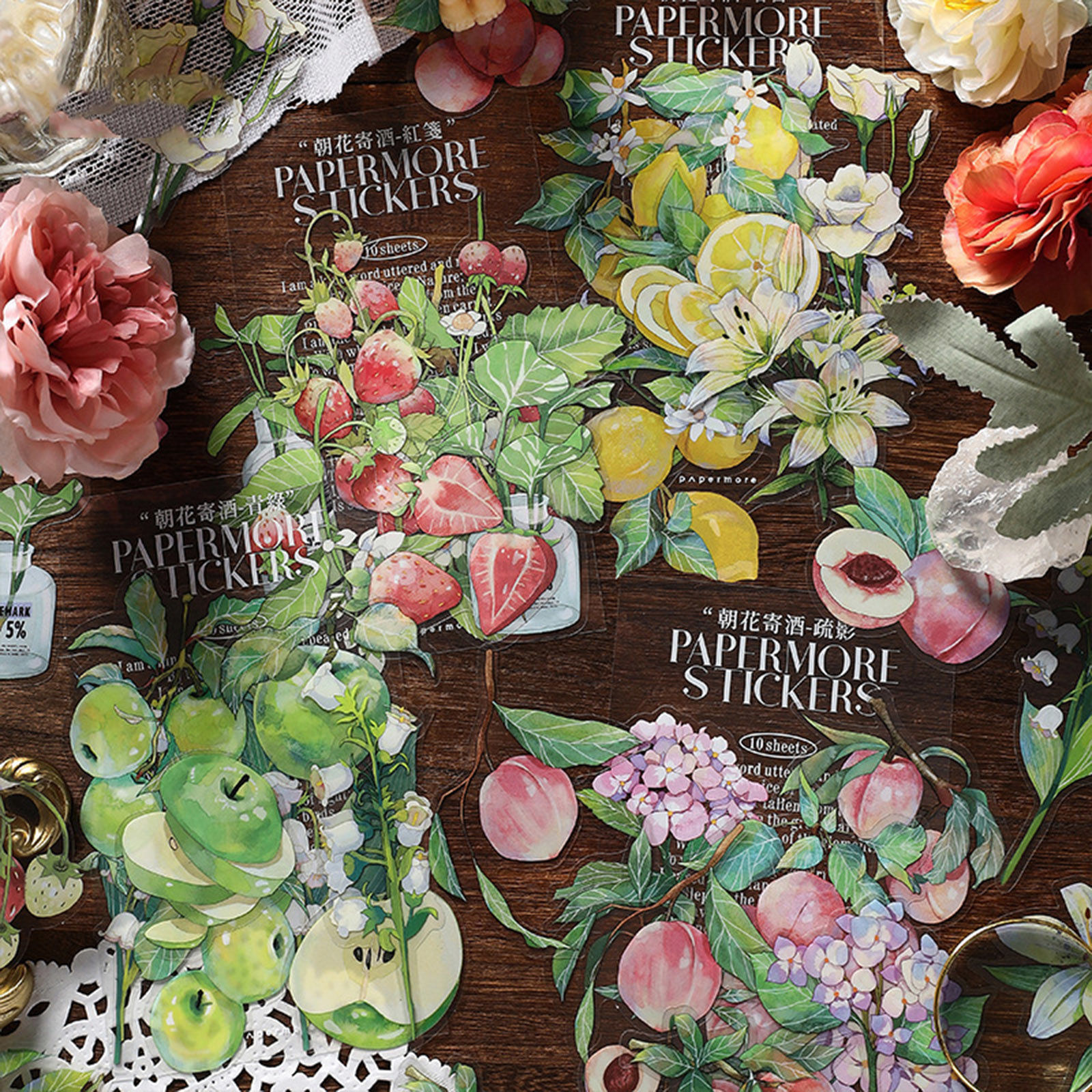 Immagine di PET DIY Decorazione Di Scrapbook Adesivi Multicolore Le foglie del Fiore 18.7cm x 9.5cm, 1 Serie ( 10 Pz/Serie)