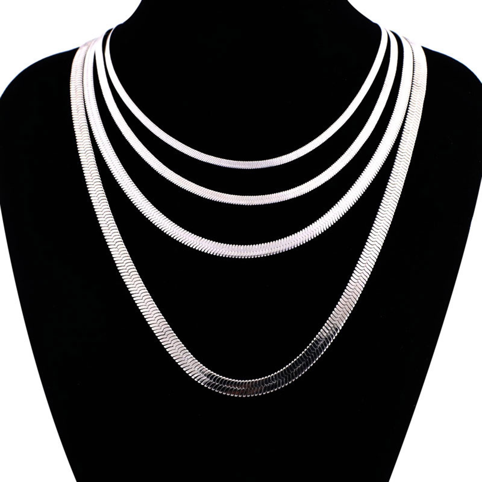 Bild von 304 Edelstahl Einfach Schlangenkette Kette Halskette Silberfarbe 1 Strang