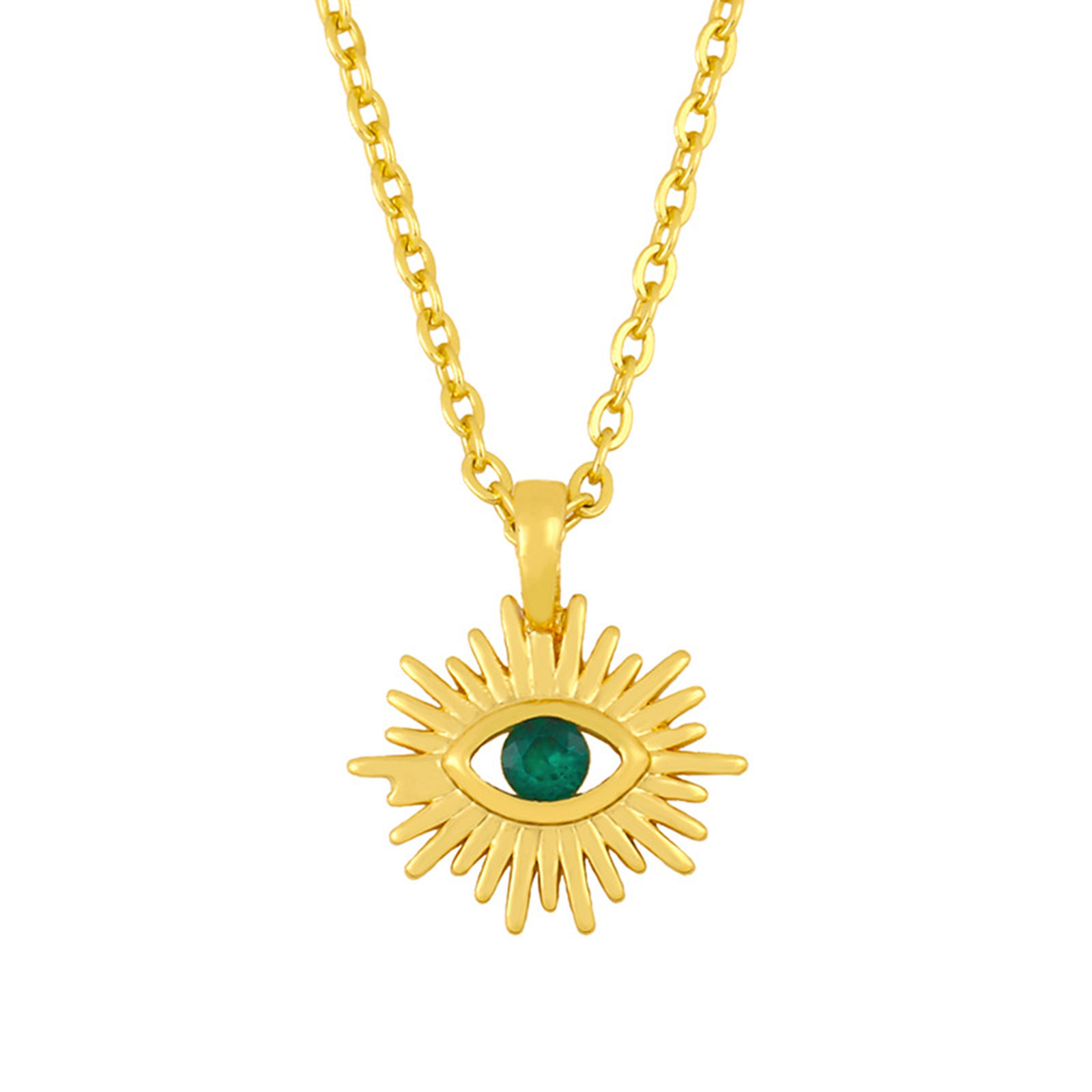 Immagine di Ecologico Semplice & Casual Religione 18K Oro Placcato Rame & Acciaio Inossidabile Cavo Catena Malocchio Collana con Ciondolo Per Donne 1 Pz