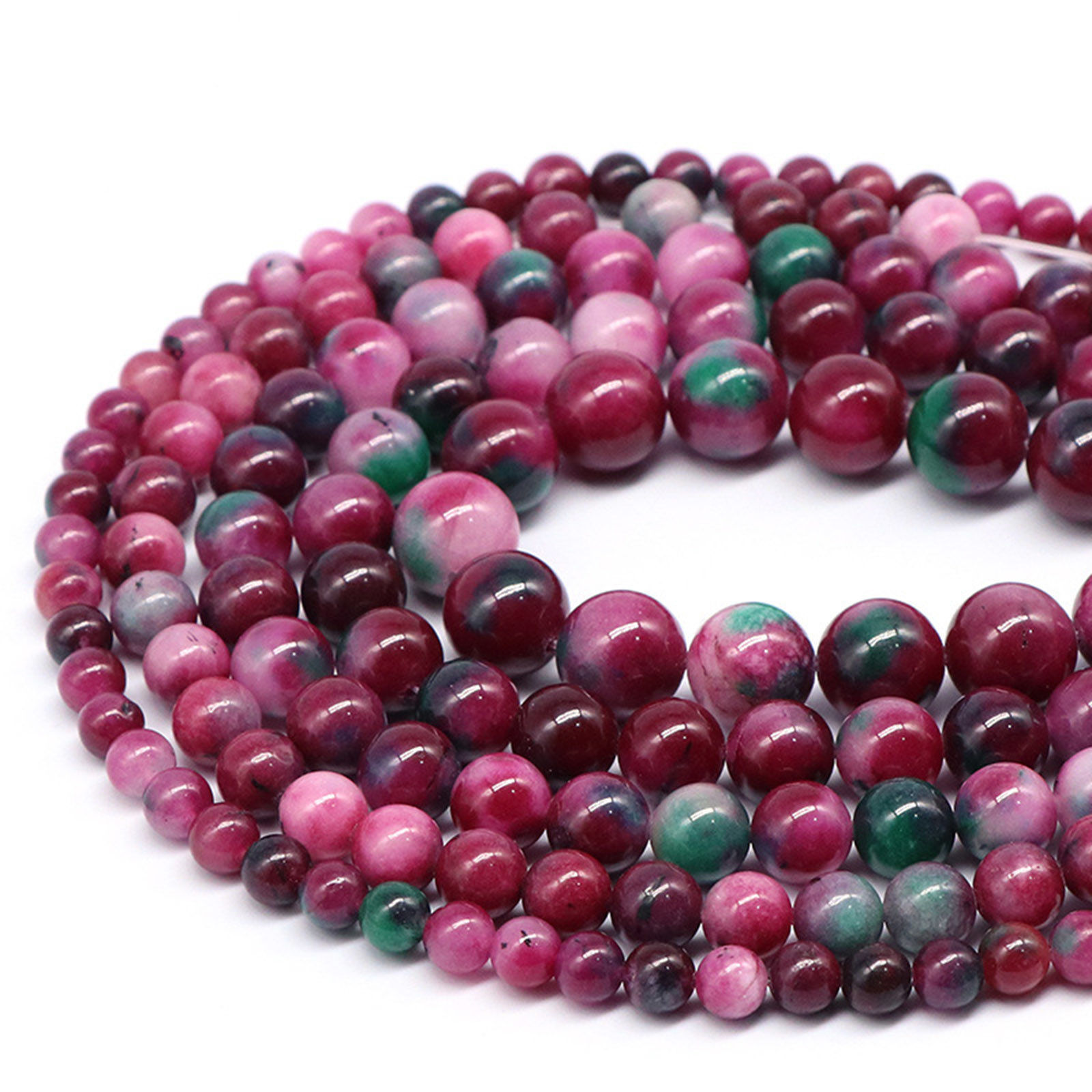 Immagine di Pietra ( Sintetico ) Perline Colore Fuscia Tondo 1 Filo