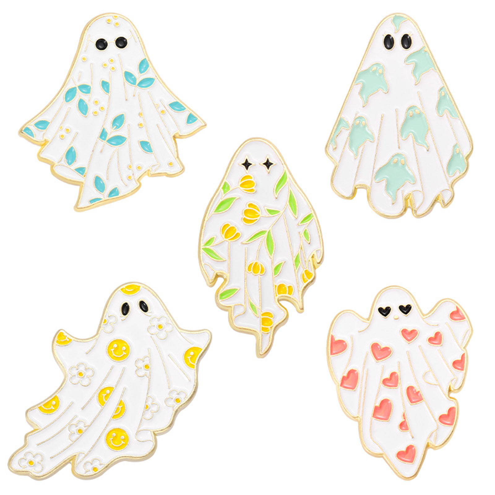 Imagen de Lindo Pin Broches Halloween Fantasma Halloween Calabaza Multicolor Esmalte 1 Unidad