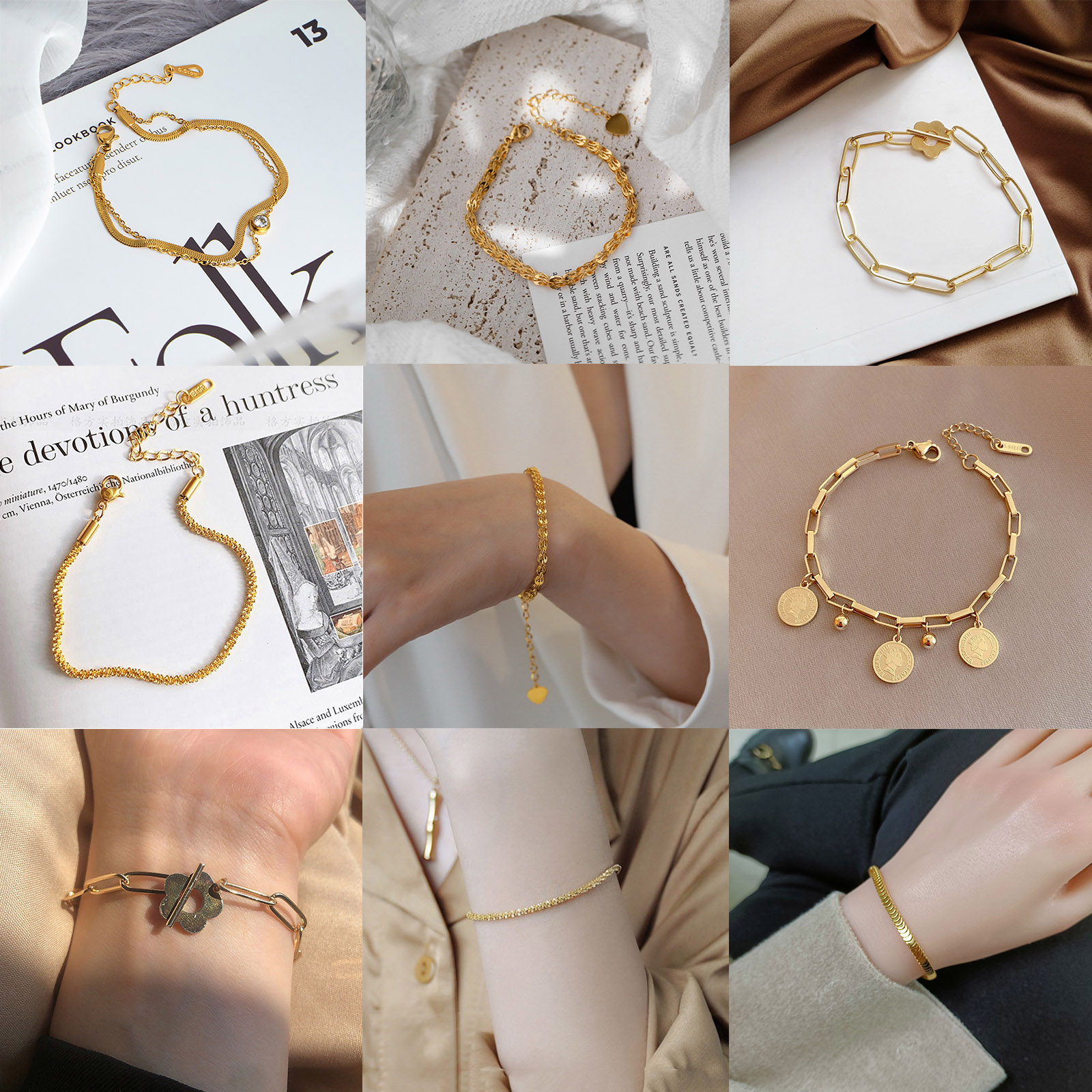Picture of 304 Stainless Steel Stylish Bracelets Gold Plated 15cm(5 7/8") long