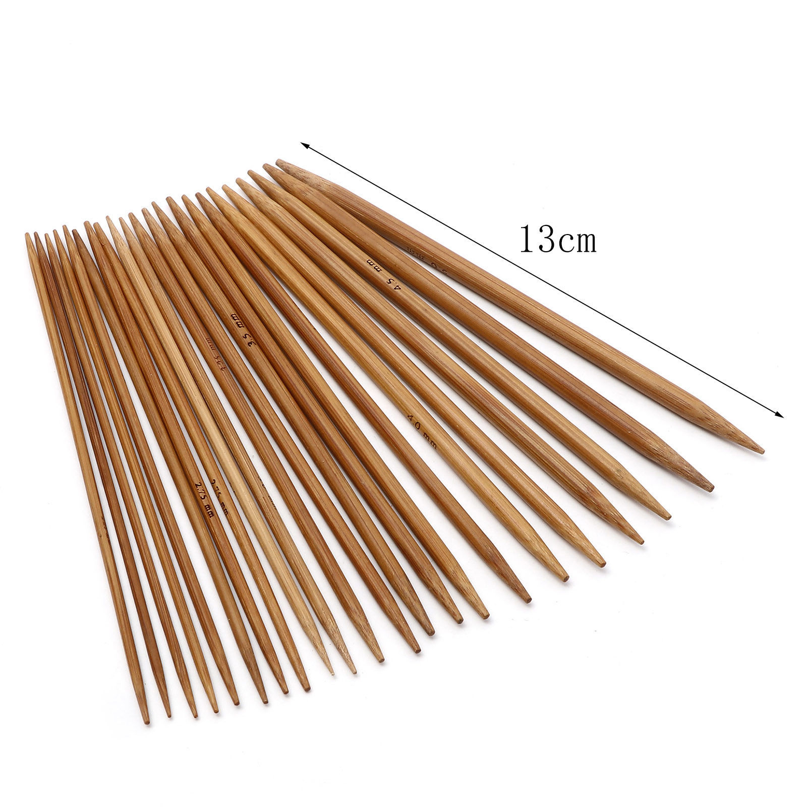 Bild von Bambus Stricknadel mit Doppelte Öse Braun 13cm lang, 5 Stücke