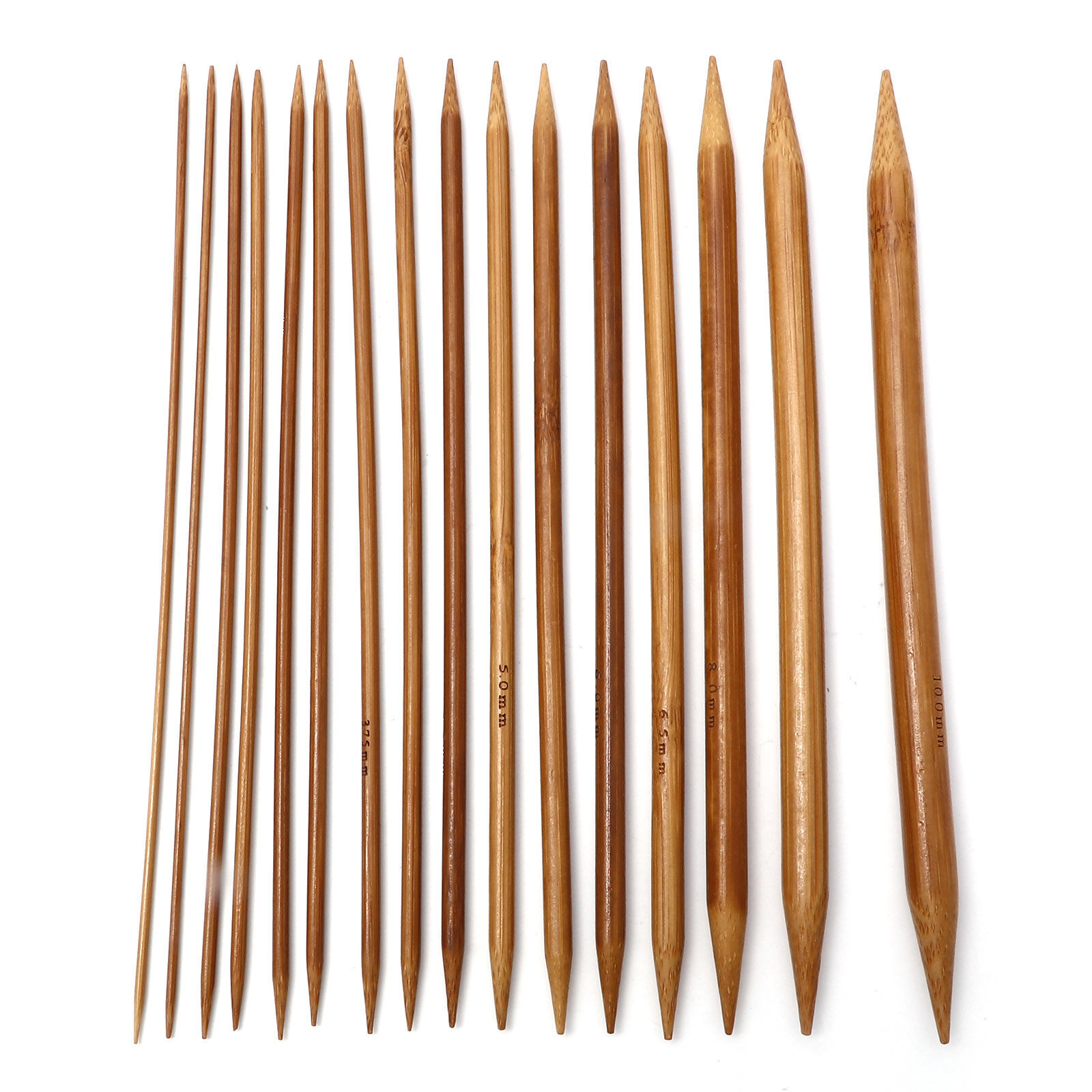 Bild von Bambus Stricknadel mit Doppelte Öse Braun 20cm lang, 5 Stücke