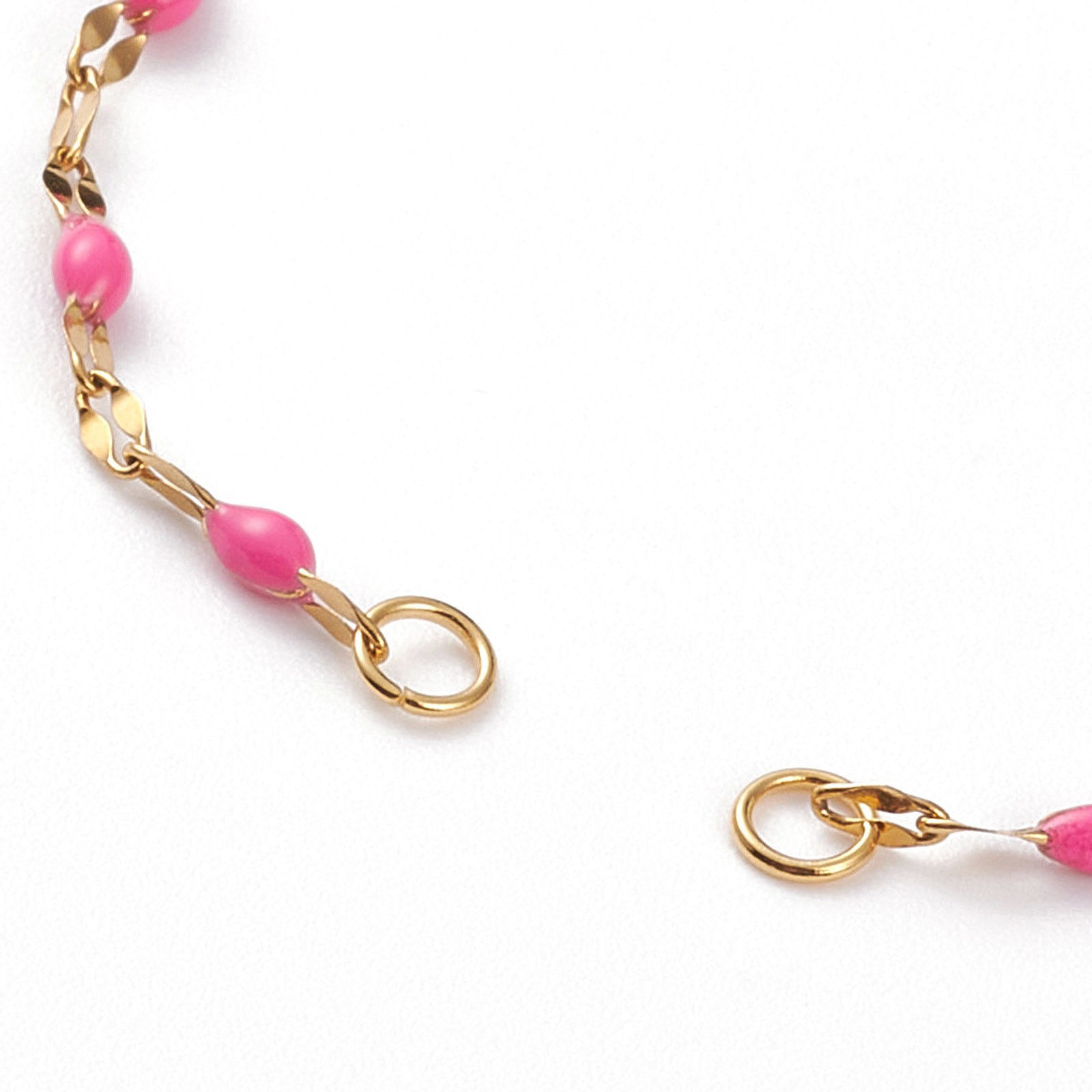 Imagen de 304 Acero Inoxidable Cadenas Componentes de pulsera Chapado en Oro Esmalte 16.2cm longitud, 1 Unidad