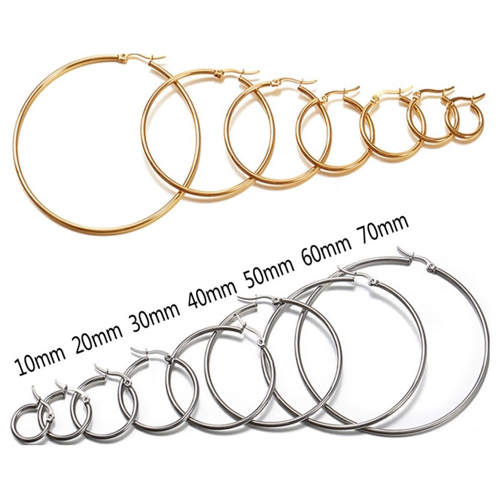 Immagine di 304 Acciaio Inossidabile Elegante orecchino cerchio Multicolore Tondo 3 Paia