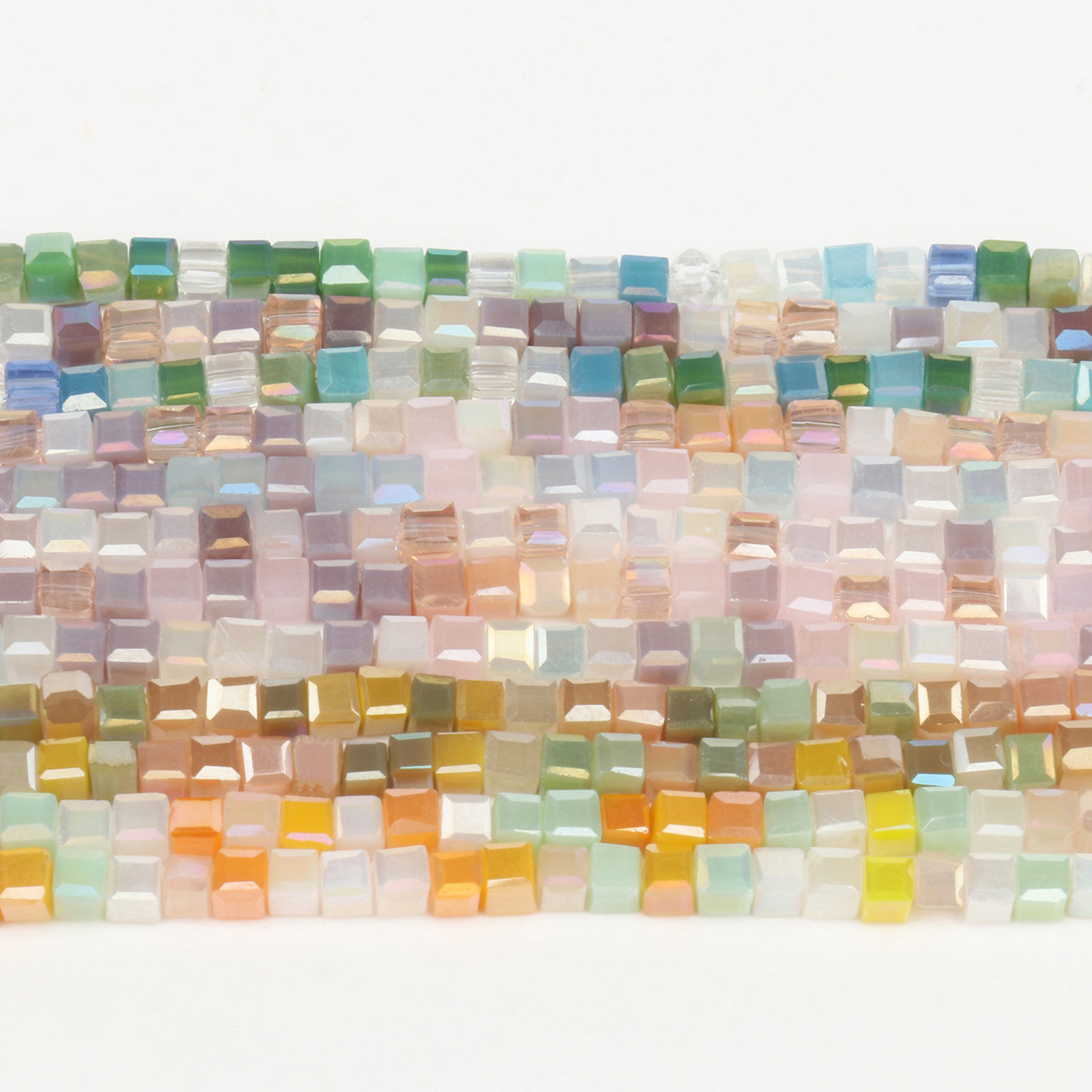 Immagine di Cristallo ( Sintetico ) Perline Cubo Multicolore Come 3mm x 2mm, 1 Pz