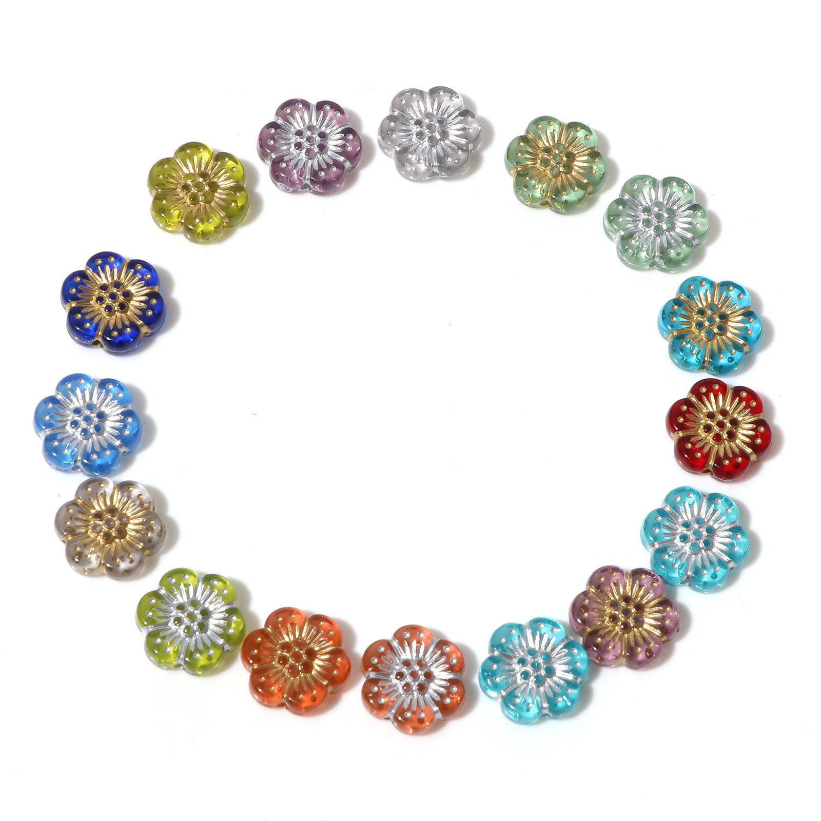 Picture of Acrylic Flora Collection Beads Multicolor Flower About 13mm x 12mm