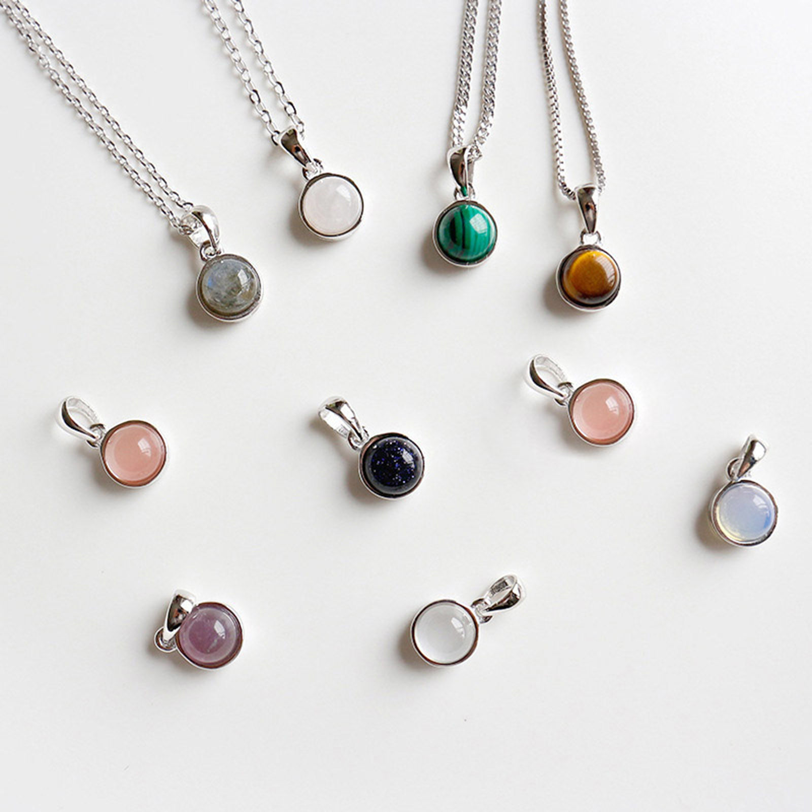 Bild von Halbedelstein ( Mix ) Charms Rund Bunt 14mm x 7mm, 1 Stück