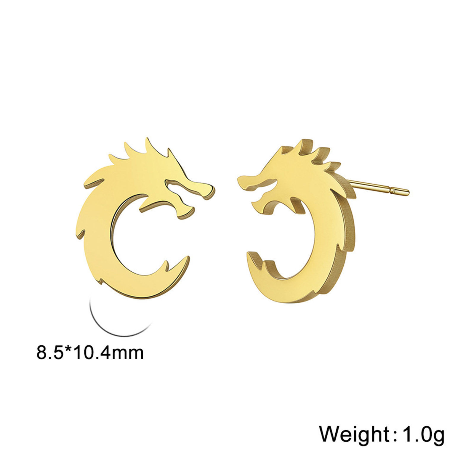 Bild von Titan Edelstahl Stilvoll Ohrring Ohrstecker Bunt Drache Drahtstärke: (20 gauge), 1 Paar