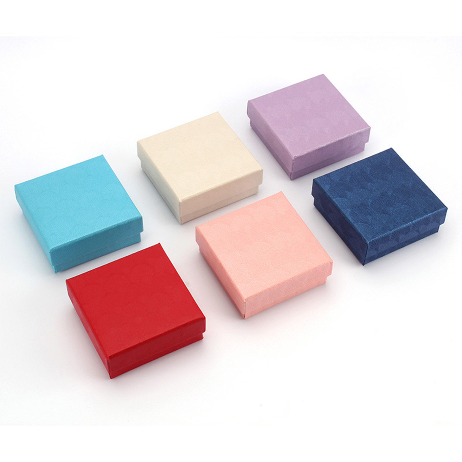 Immagine di Paper Jewelry Gift Boxes Square Multicolor Shell Pattern 7.5cm x 7.5cm x 3cm , 10 PCs