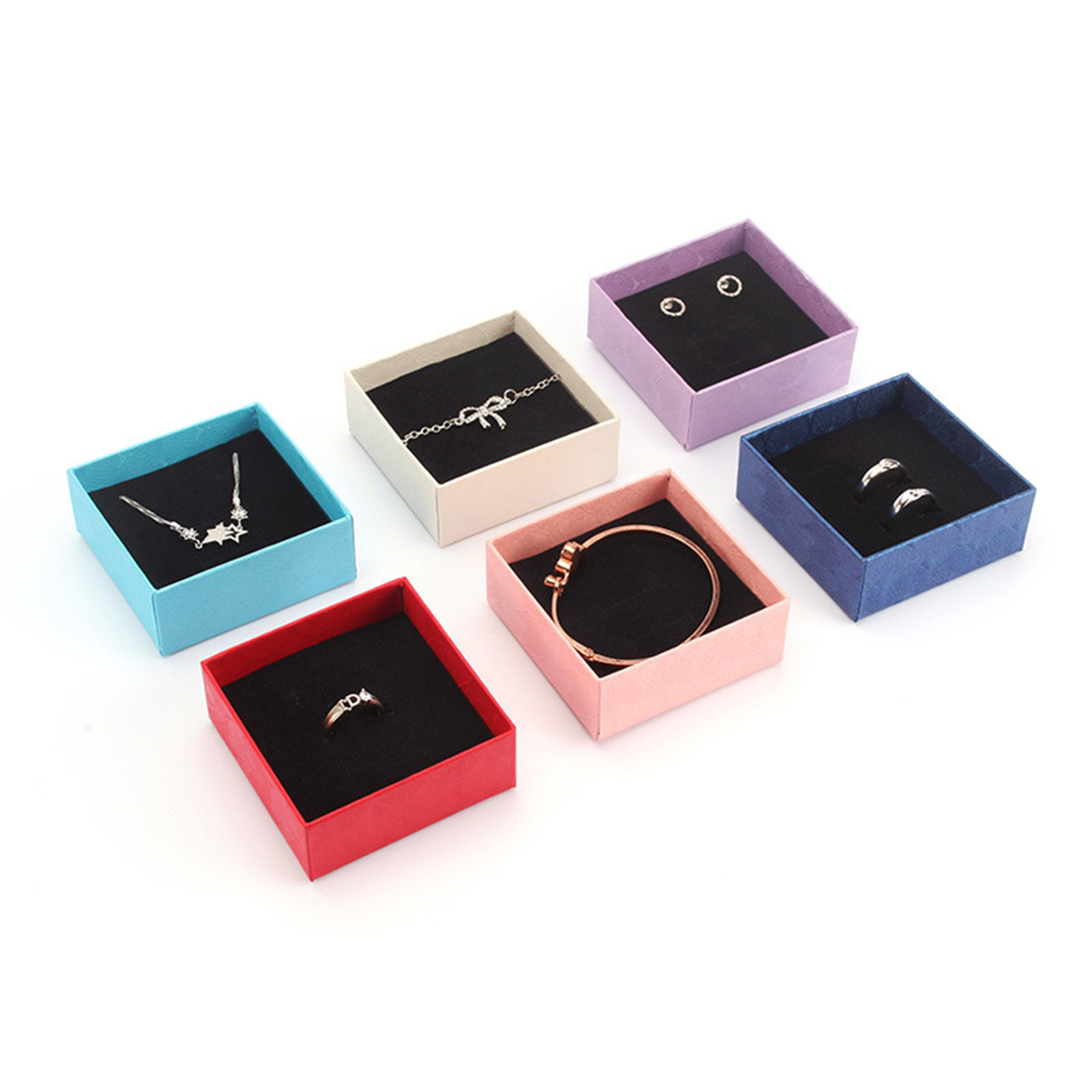 Immagine di Paper Jewelry Gift Boxes Square Multicolor Shell Pattern 7.5cm x 7.5cm x 3cm , 10 PCs