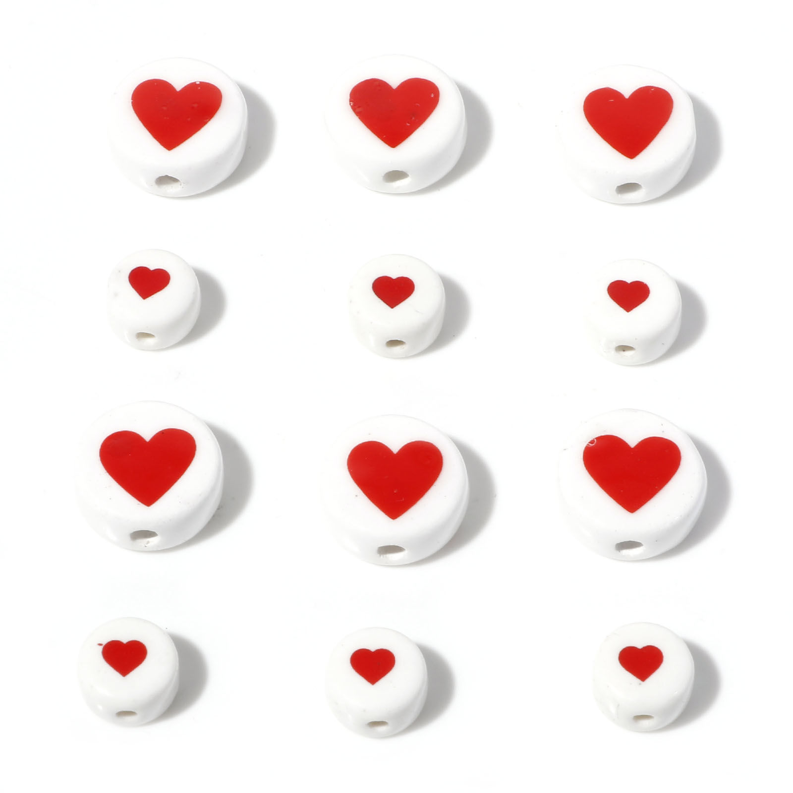 Bild von Keramik Valentinstag Perlen Flachrund Weiß Herz 5 Stück