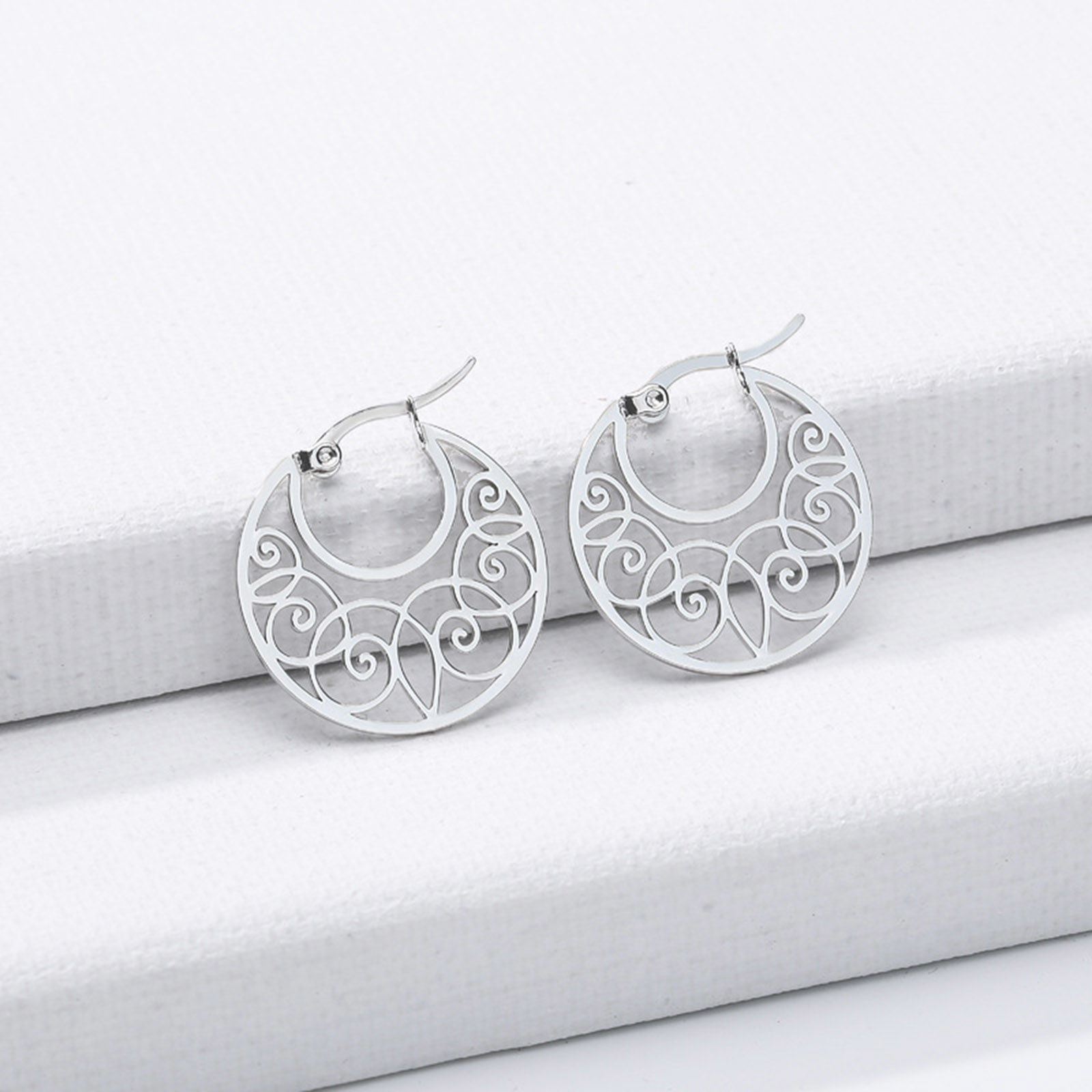 Picture of 304 Stainless Steel Stylish Earrings Multicolor Hollow 1 Pair
