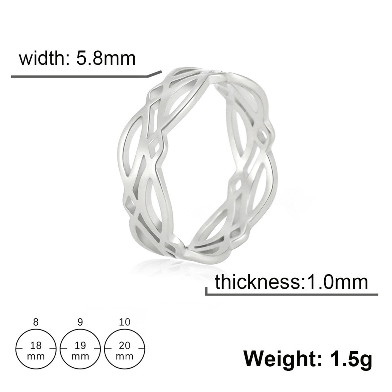 Bild von 304 Edelstahl Geometrie Serie Ring Bunt Rund Geometrisch Hohl 19.8mm（US Größe:10), 1 Stück
