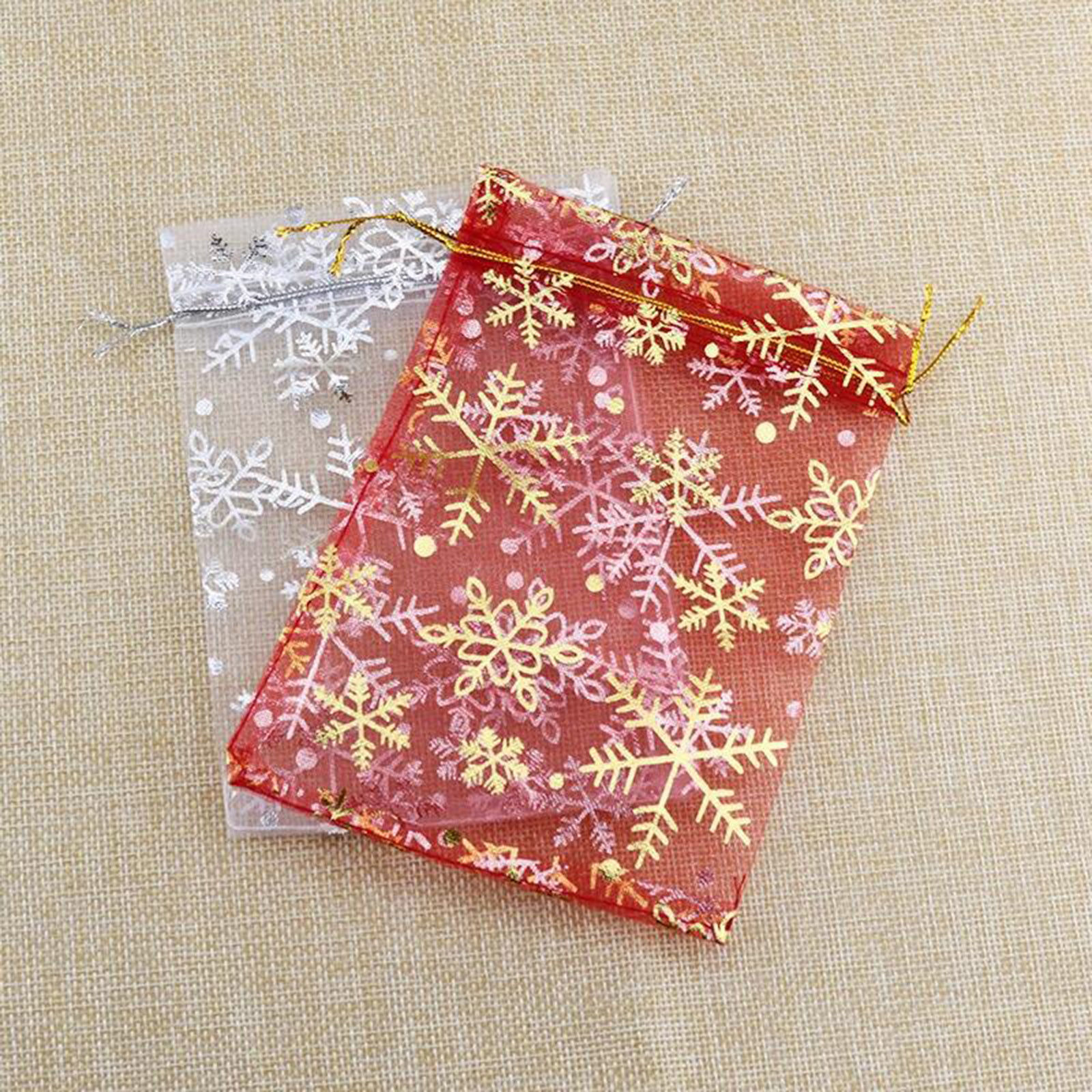 Immagine di Organza Christmas Jewelry Bags Multicolor Snowflake 20 PCs