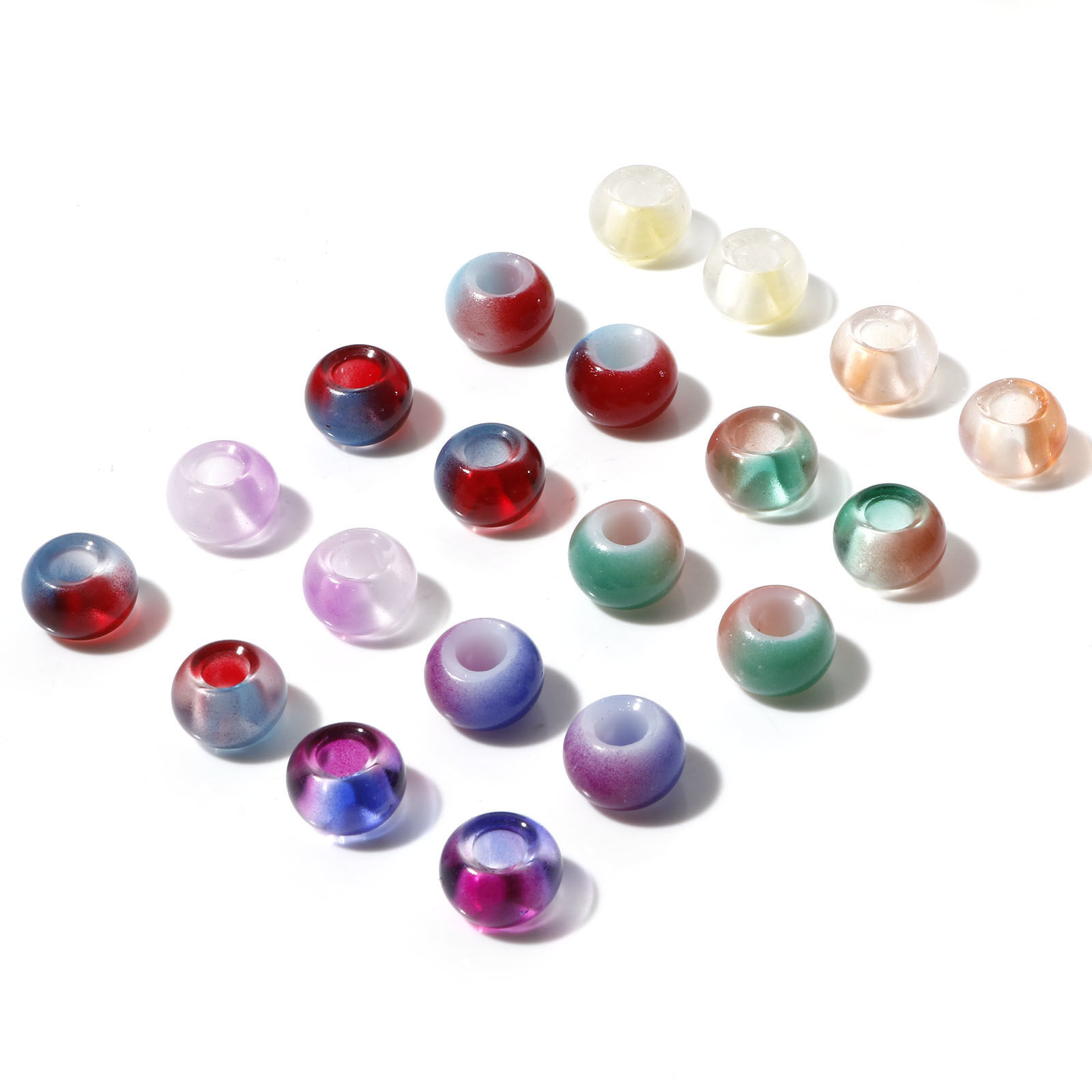 Picture of Glass European Style Large Hole Charm Beads Multicolor Round 14mm Dia.